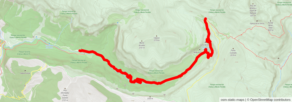 Pradera de Ordesa - Cola de Caballo - Refugio de Goriz stage 2 Map