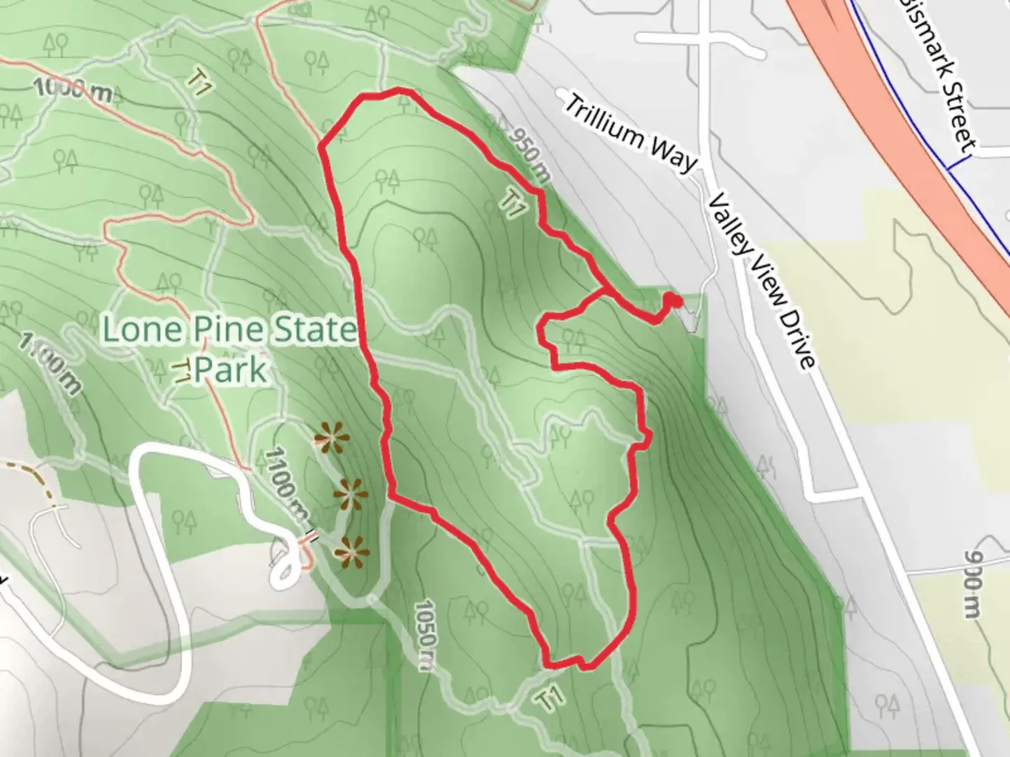 An image depicting the trail Raptor's Rest, Cliff and Valley View Loop Trail and its surrounding area.