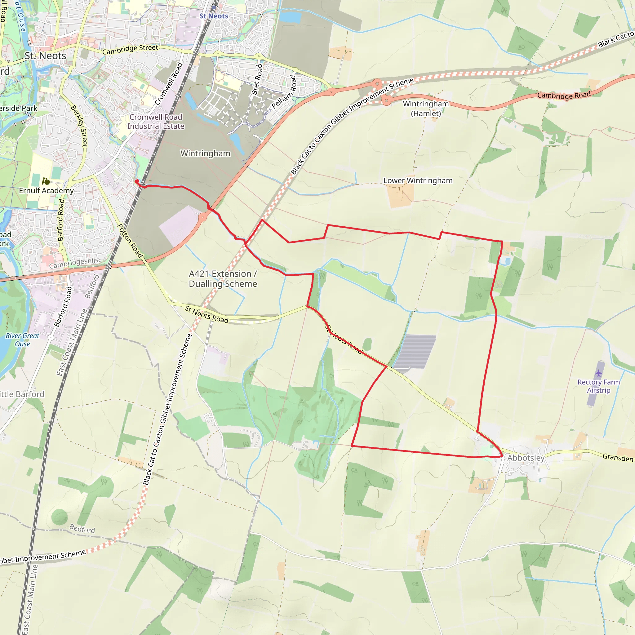 Abbotsley Country Park Loop mobile static map