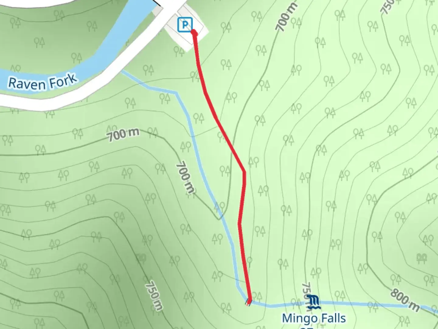 An image depicting the trail Mingo Creek and its surrounding area.