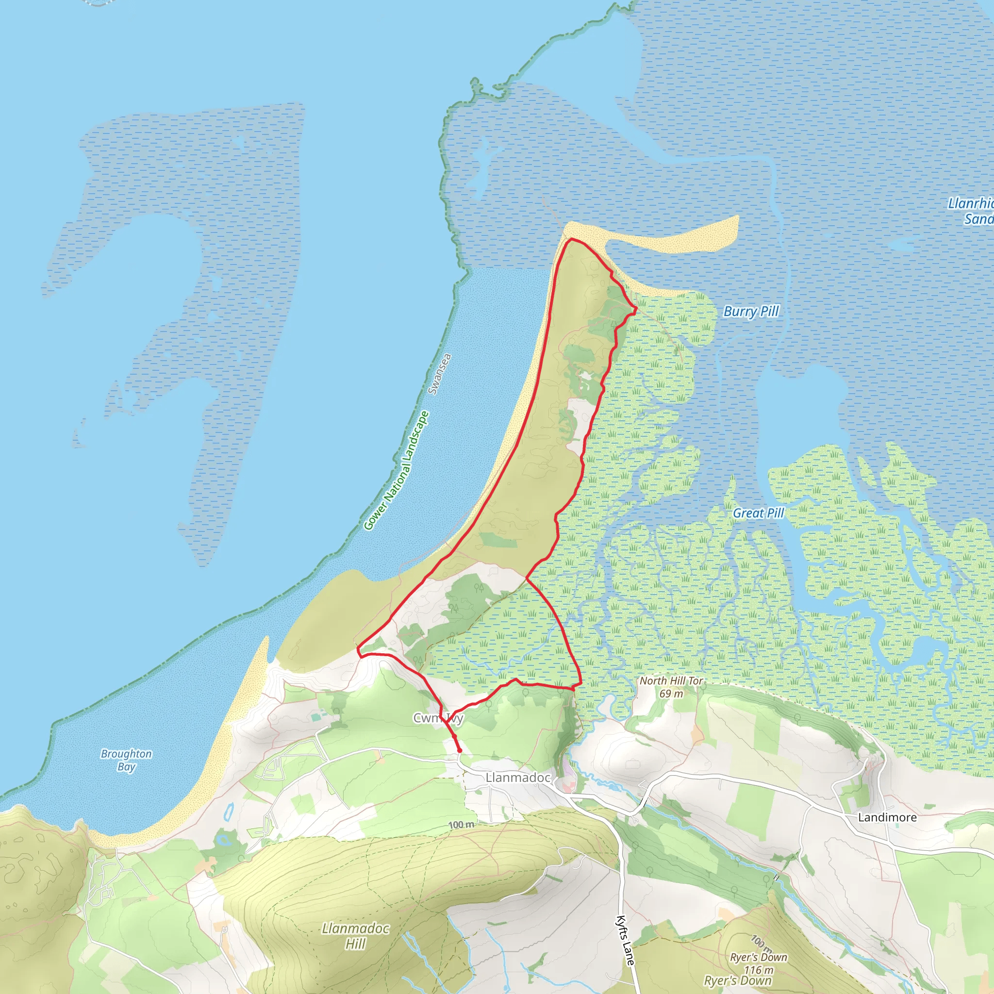 Whiteford Sands from Llanmadoc mobile static map