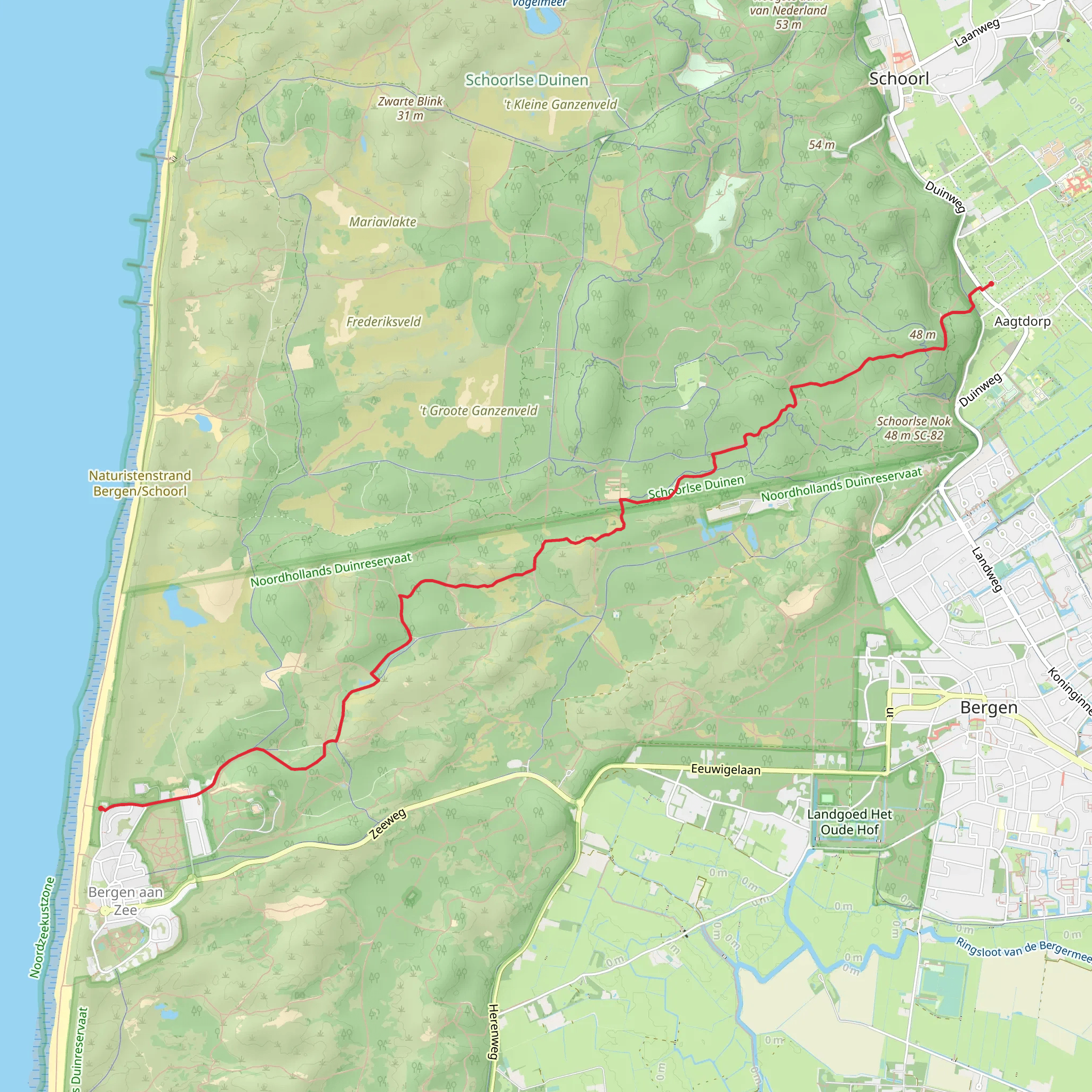 Residence Koningshof to Het Zeehuis via Slangen Weg and Heidepad mobile static map