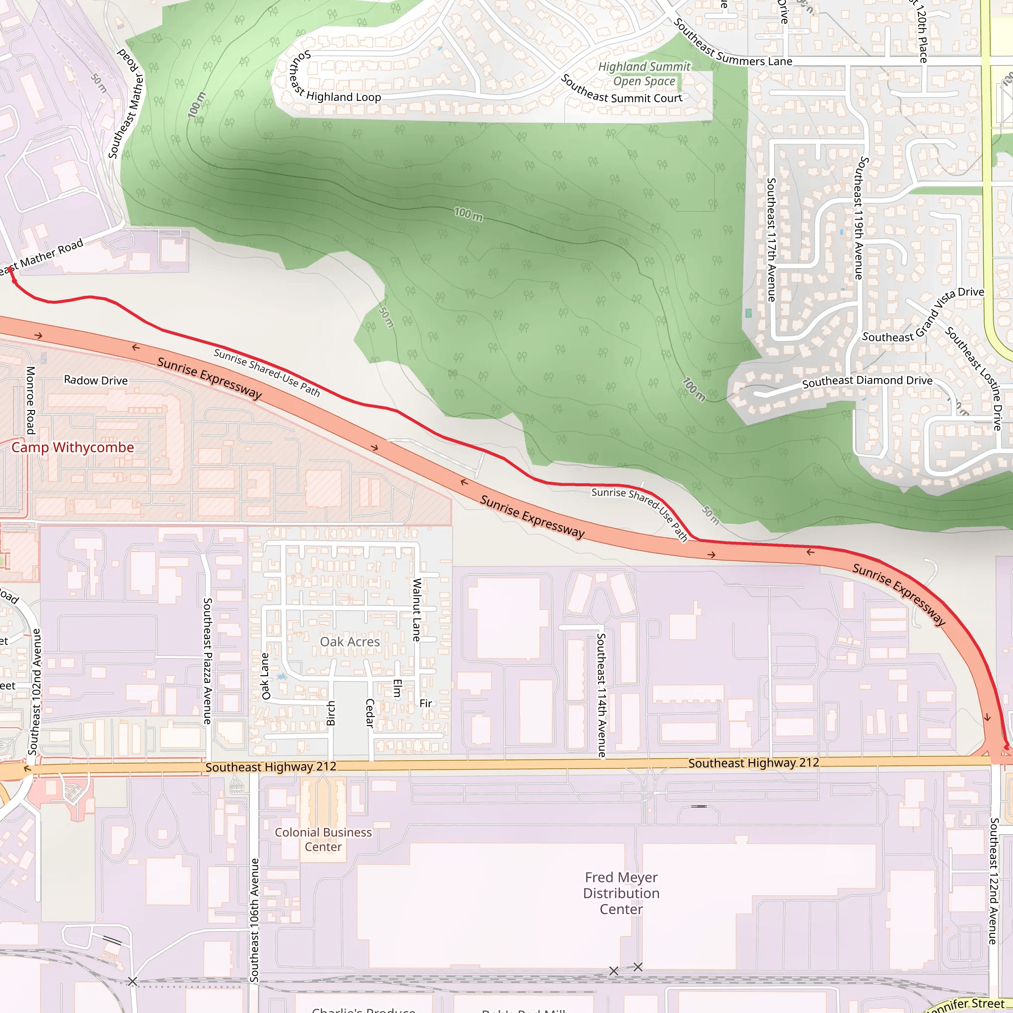 Sunrise Shared Use Path mobile static map