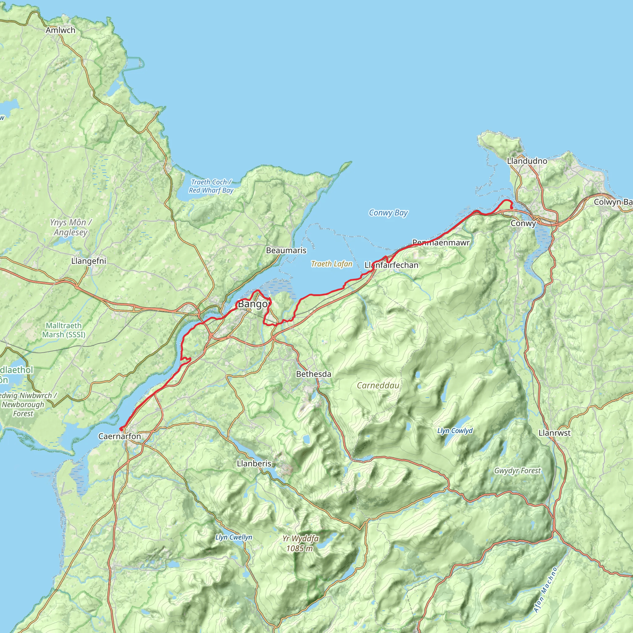 Wales Coast Path - Conwy to Caernarfon mobile static map