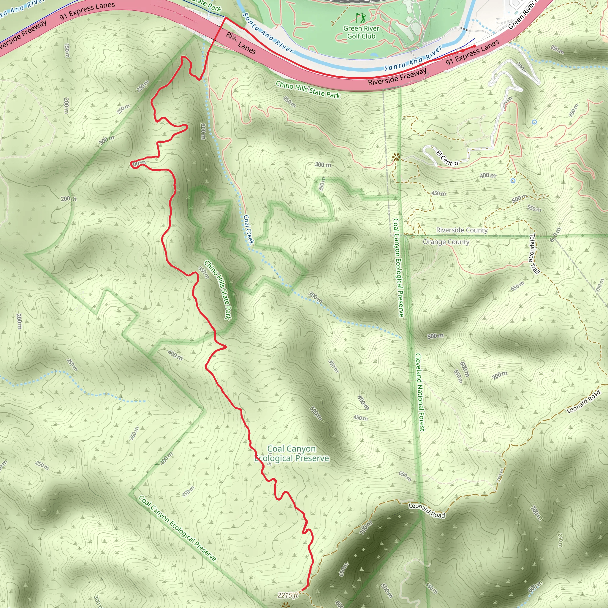 Coal Canyon Trail mobile static map