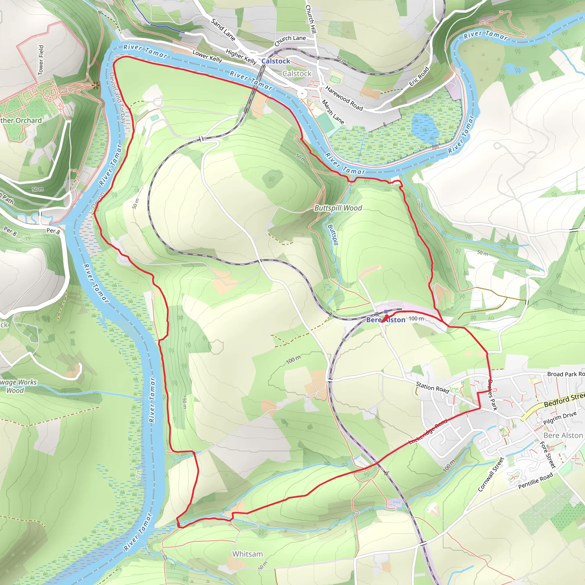 Bere Alston Circular Walk mobile static map