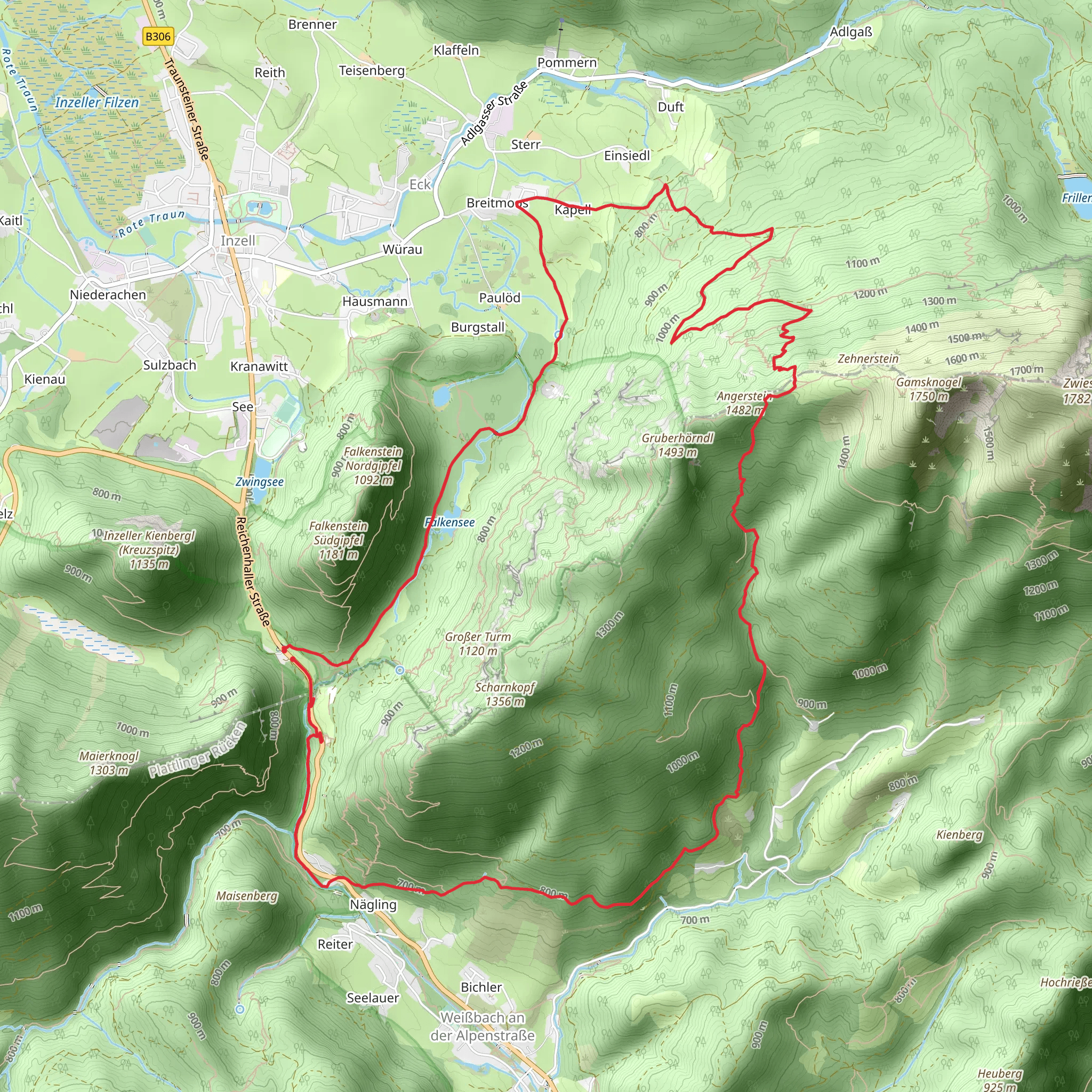 Falkensee, Staufenstube Diensthutte and Weibbachfall Loop mobile static map
