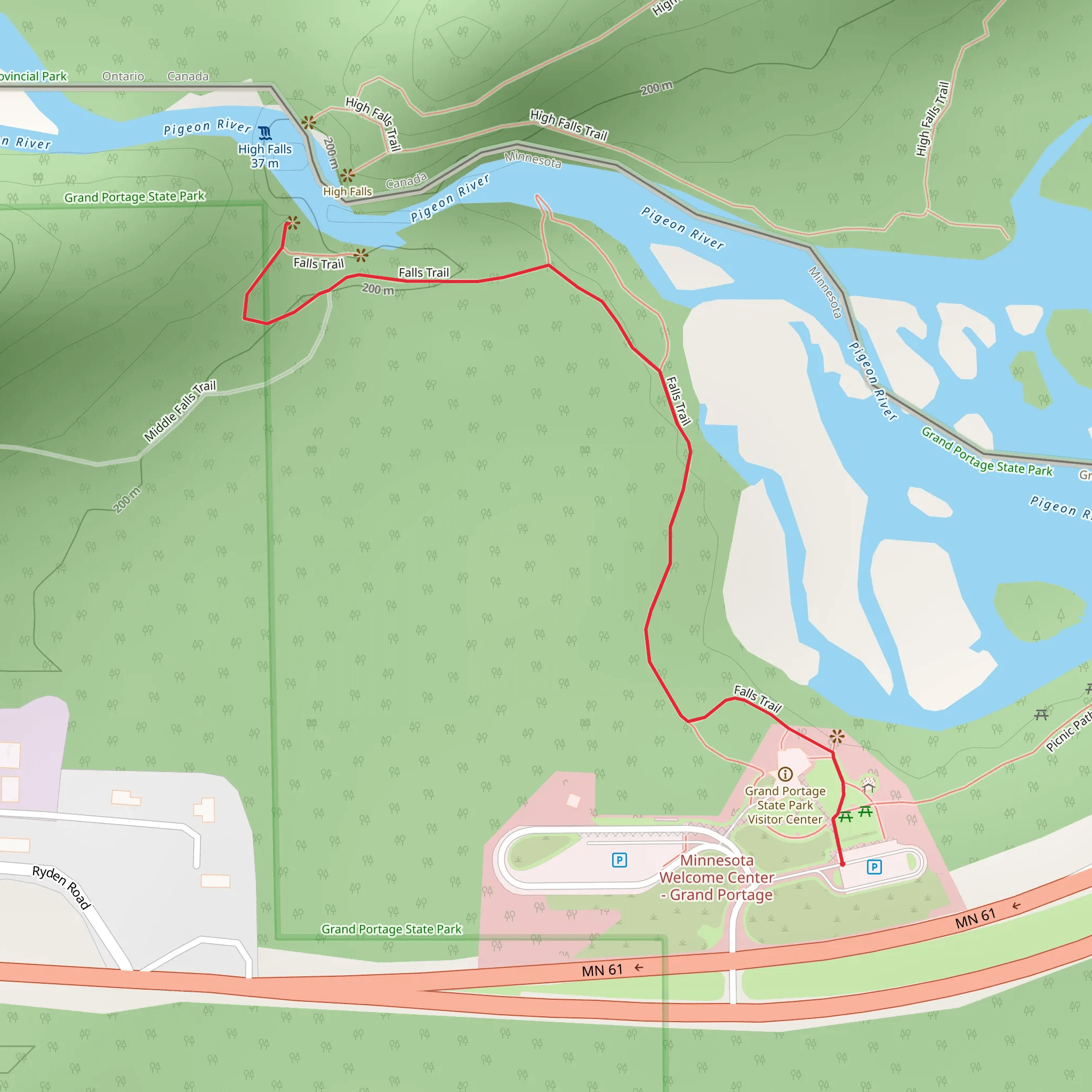 Pigeon Falls Trail mobile static map