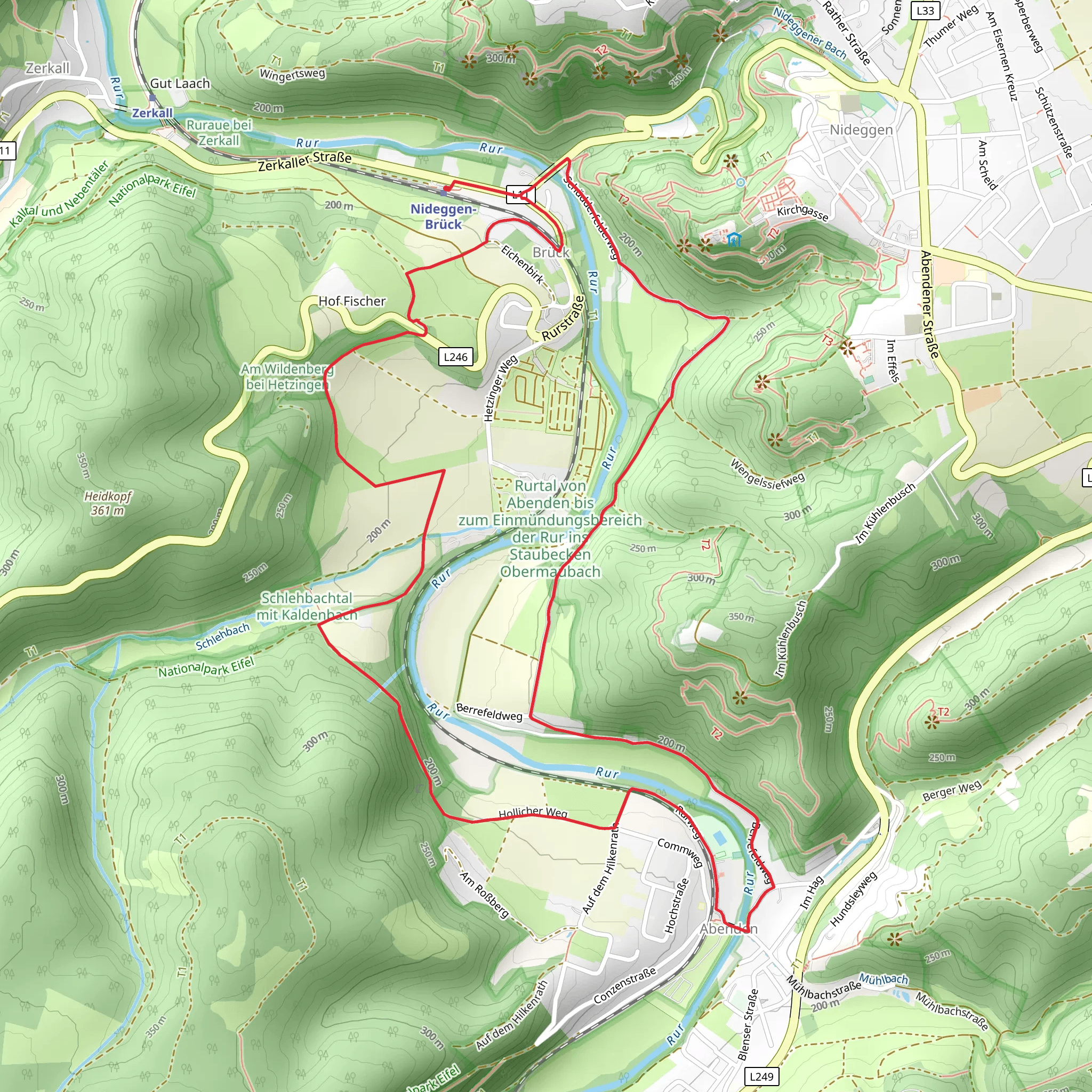 Nideggen-Brück and Abenden Loop mobile static map