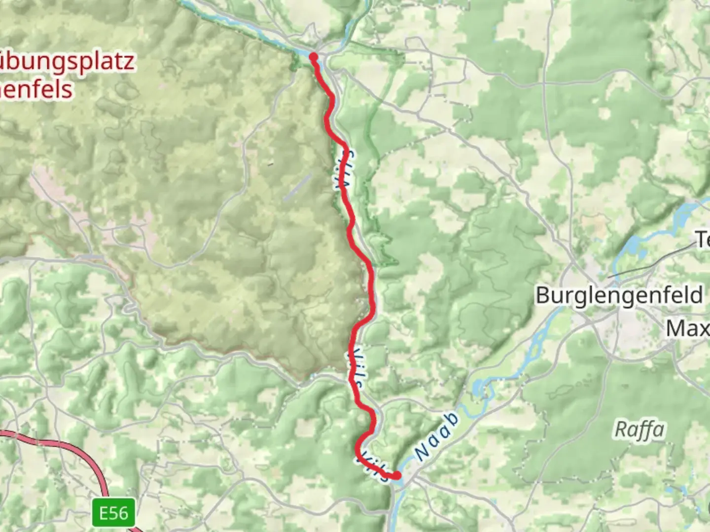 An image depicting the trail Schmidmühlen to Kallmünz via Vilstalwanderweg and its surrounding area.