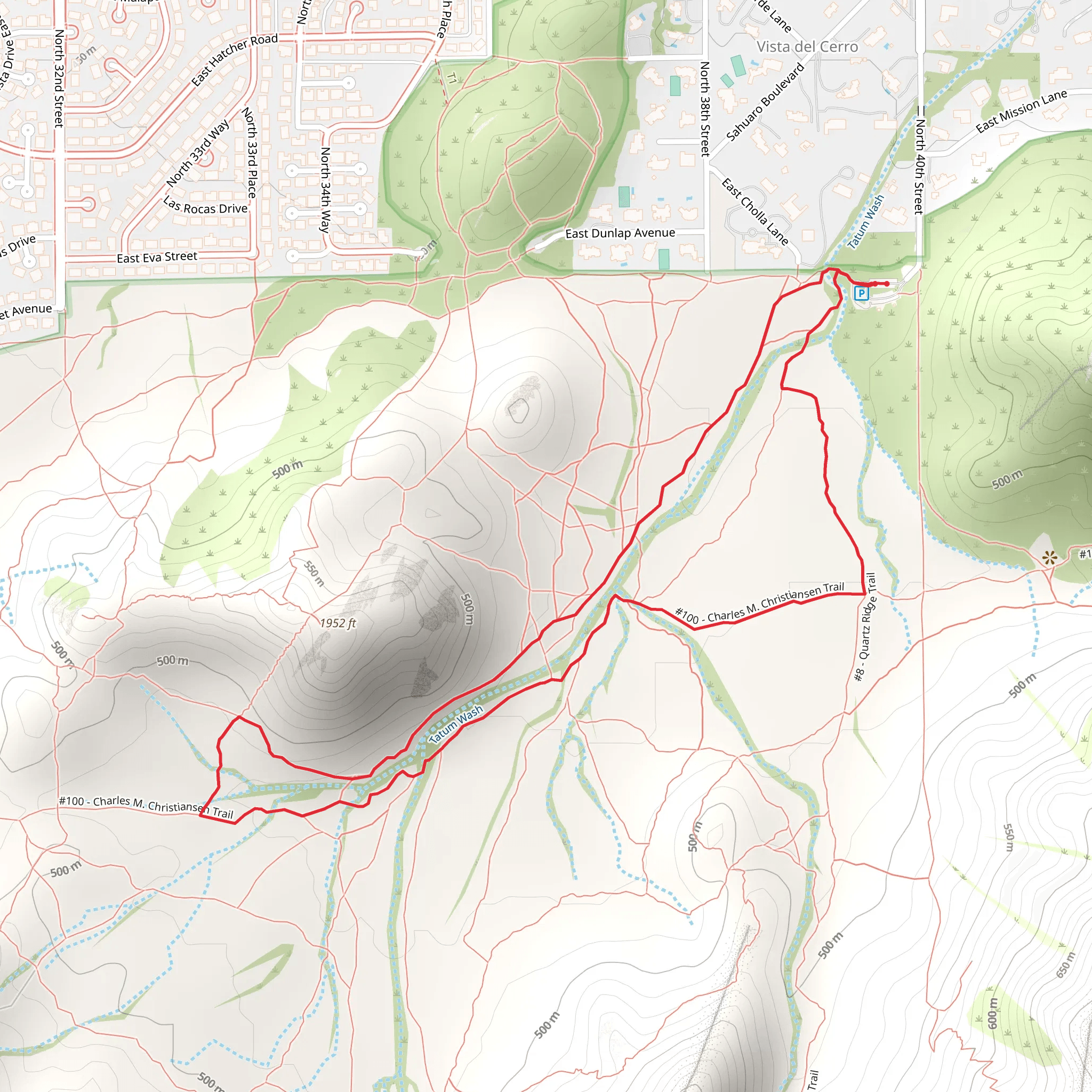 Tatum Wash and Charles M Christiansen Trail mobile static map