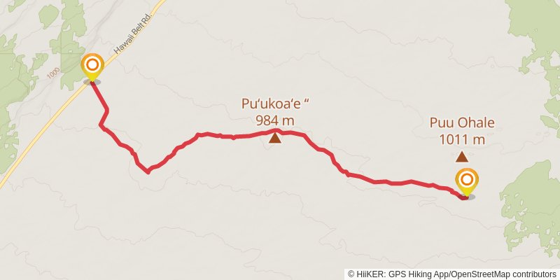 Mauna Iki Trail via Footprints Trail stage 2 Map