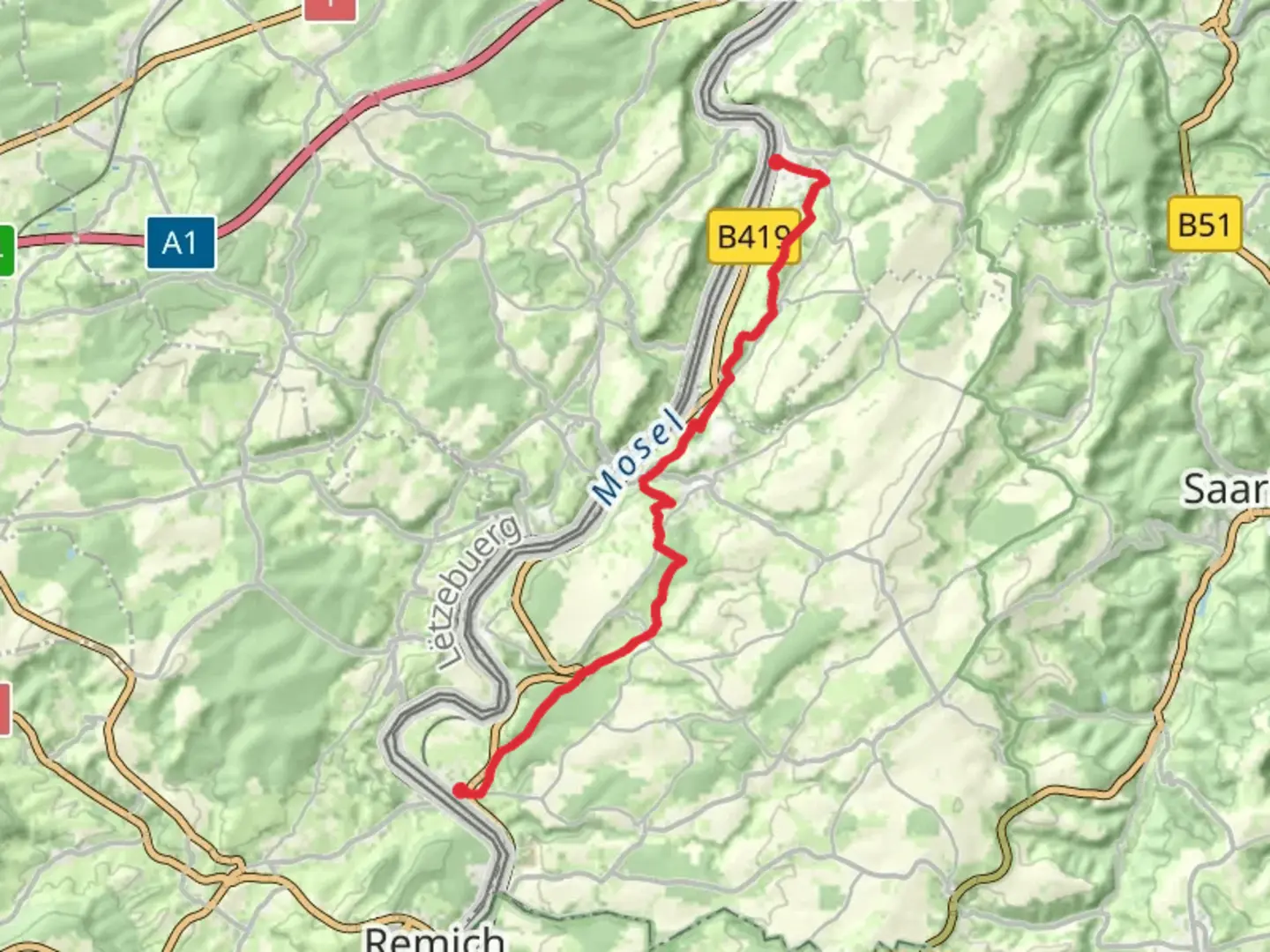 An image depicting the trail Palzem to Nittel Walk and its surrounding area.