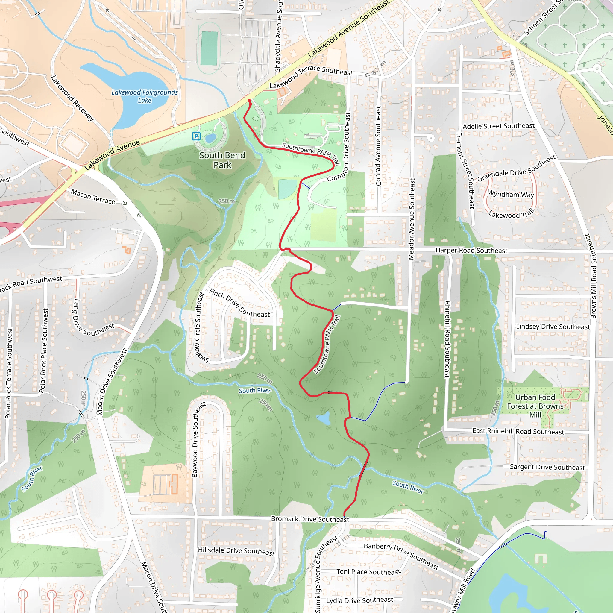 Southtowne Path Trail mobile static map