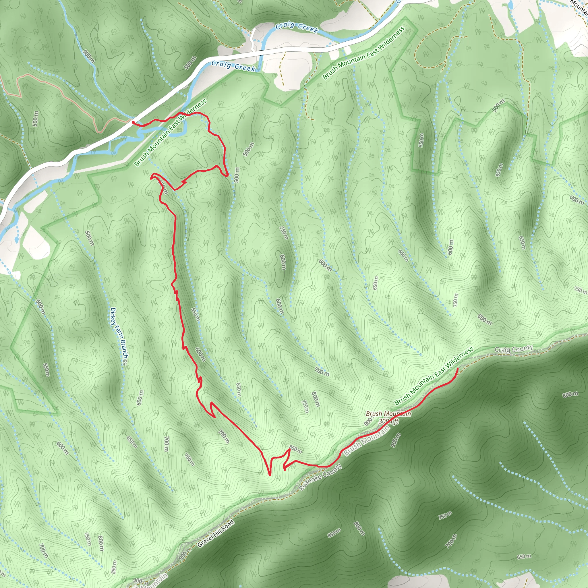 Brush Mountain via Appalachian Trail mobile static map