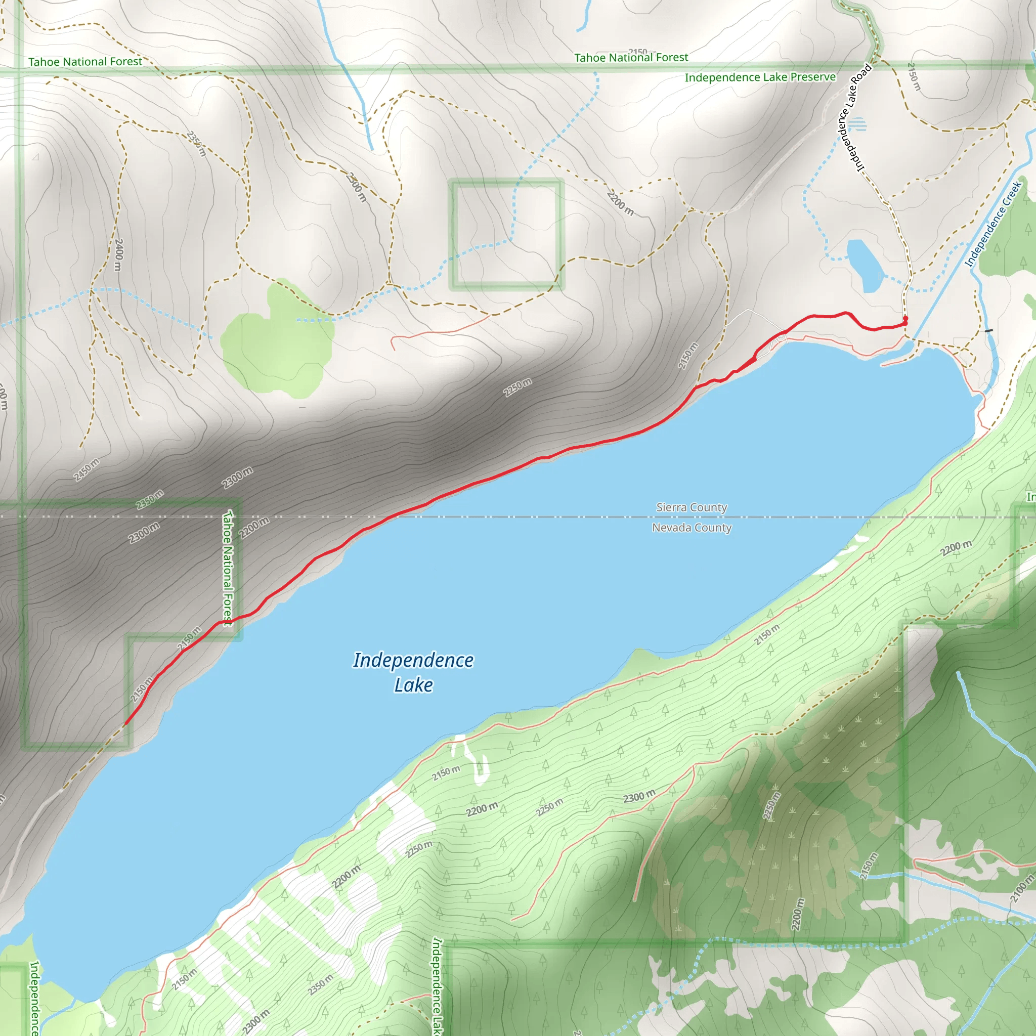 Independence Lake Road mobile static map