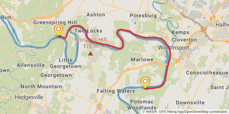 Chesapeake & Ohio Canal Trail stage 8 Map
