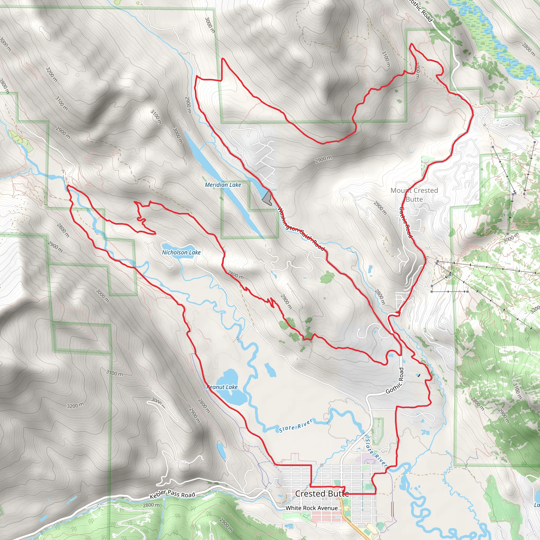 Mount Crested Butte via Washing Gulch Creek and Lupine 2 mobile static map