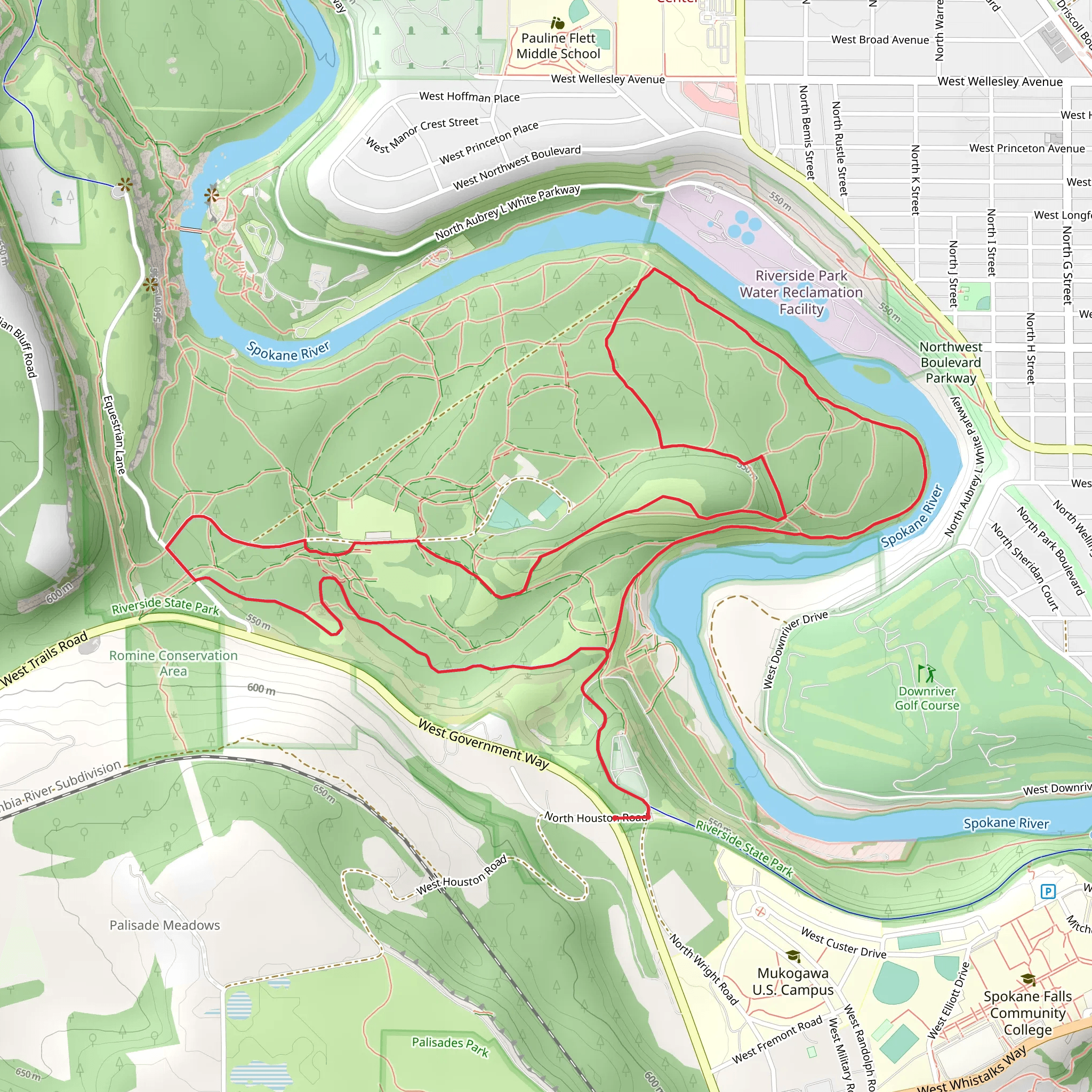 Spokane River Centennial Trail and Trail 100 Loop mobile static map