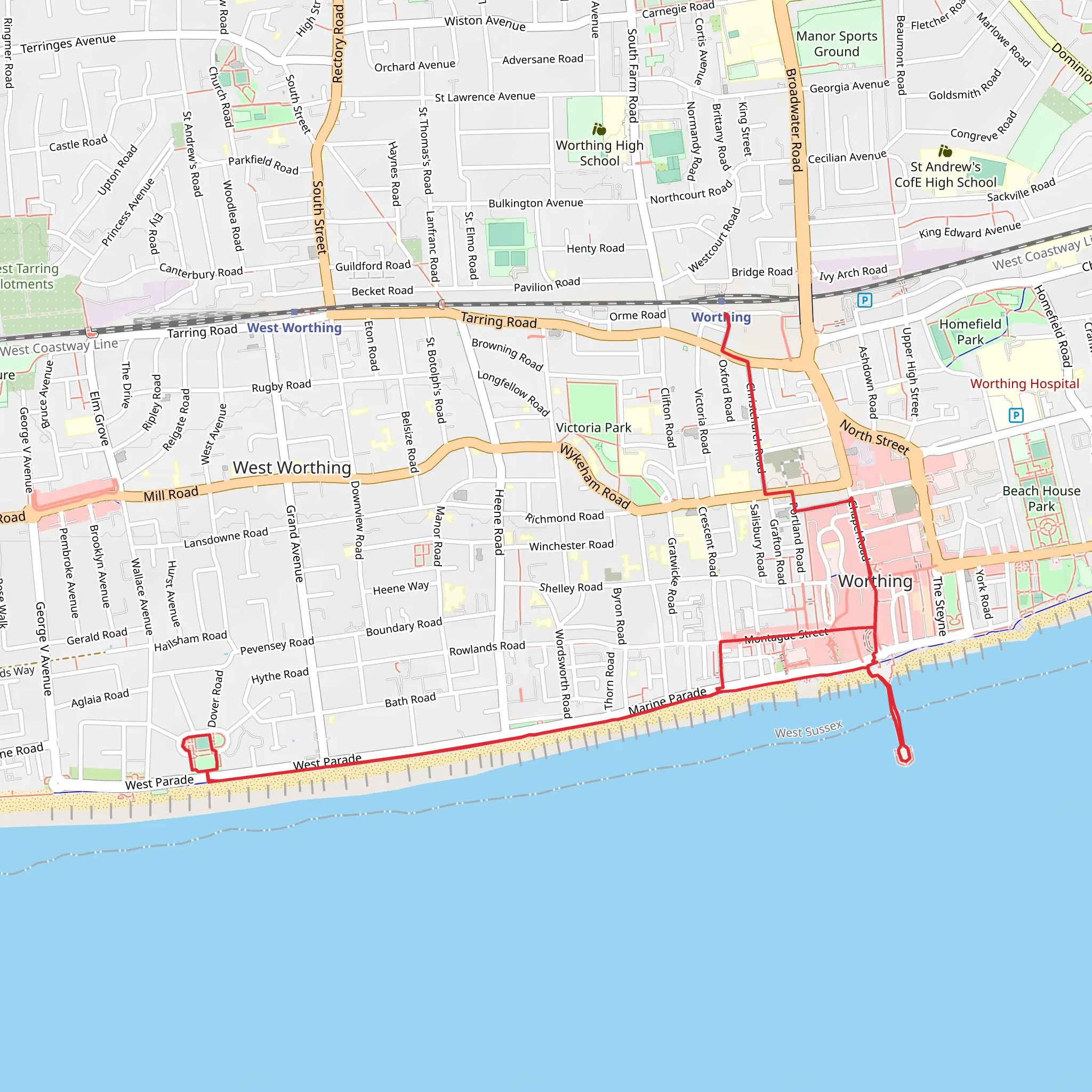 Pier and Marine Gardens Walk mobile static map