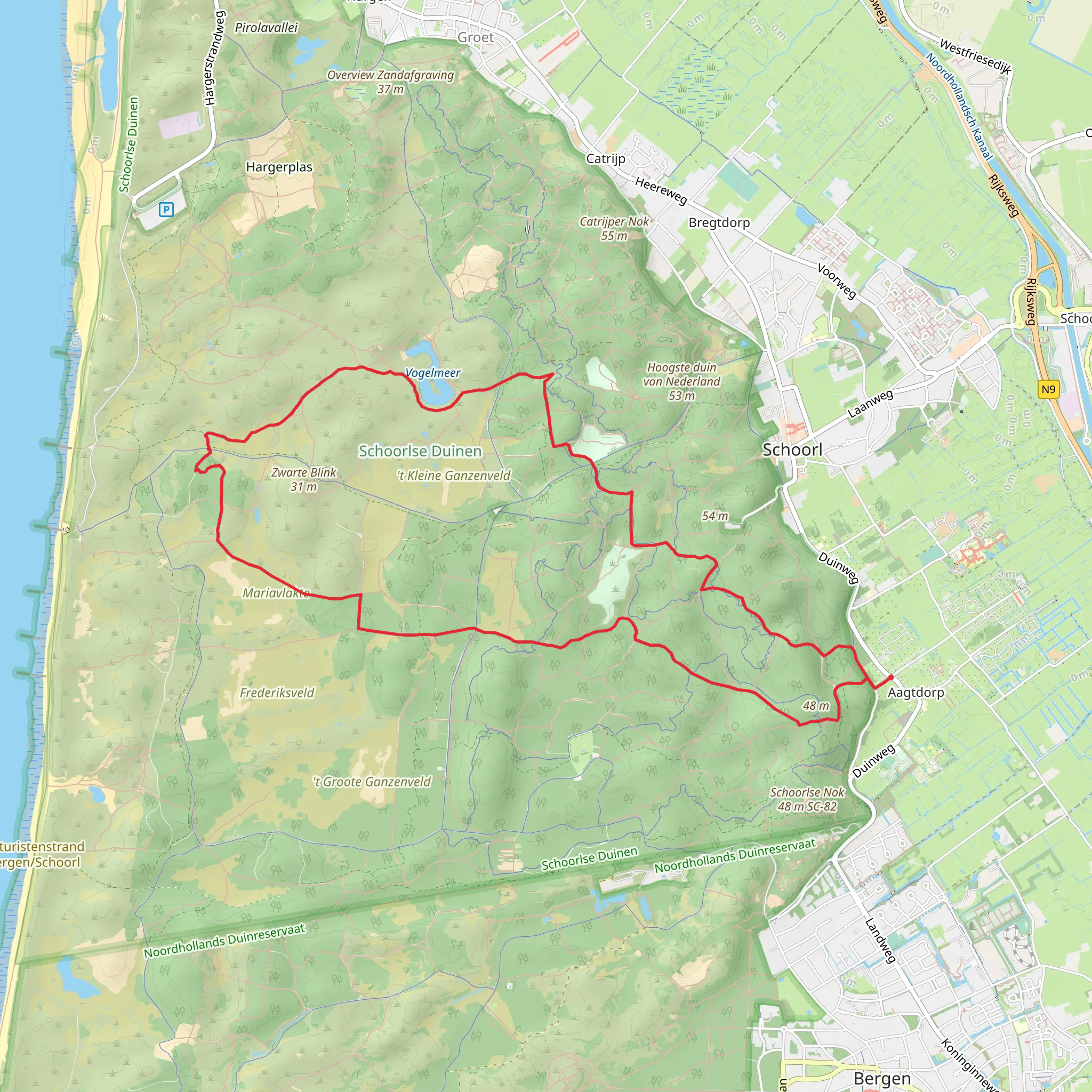 Vogelmeer via Meeuwen Weg, Maria Weg and Lange Weg mobile static map