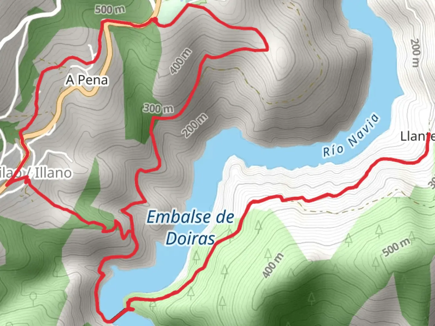 An image depicting the trail Suspension Bridge Route to Llanteiro and its surrounding area.