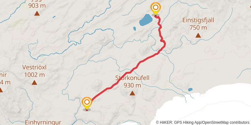 Rjùpnavellir to Skògar stage 5 Map