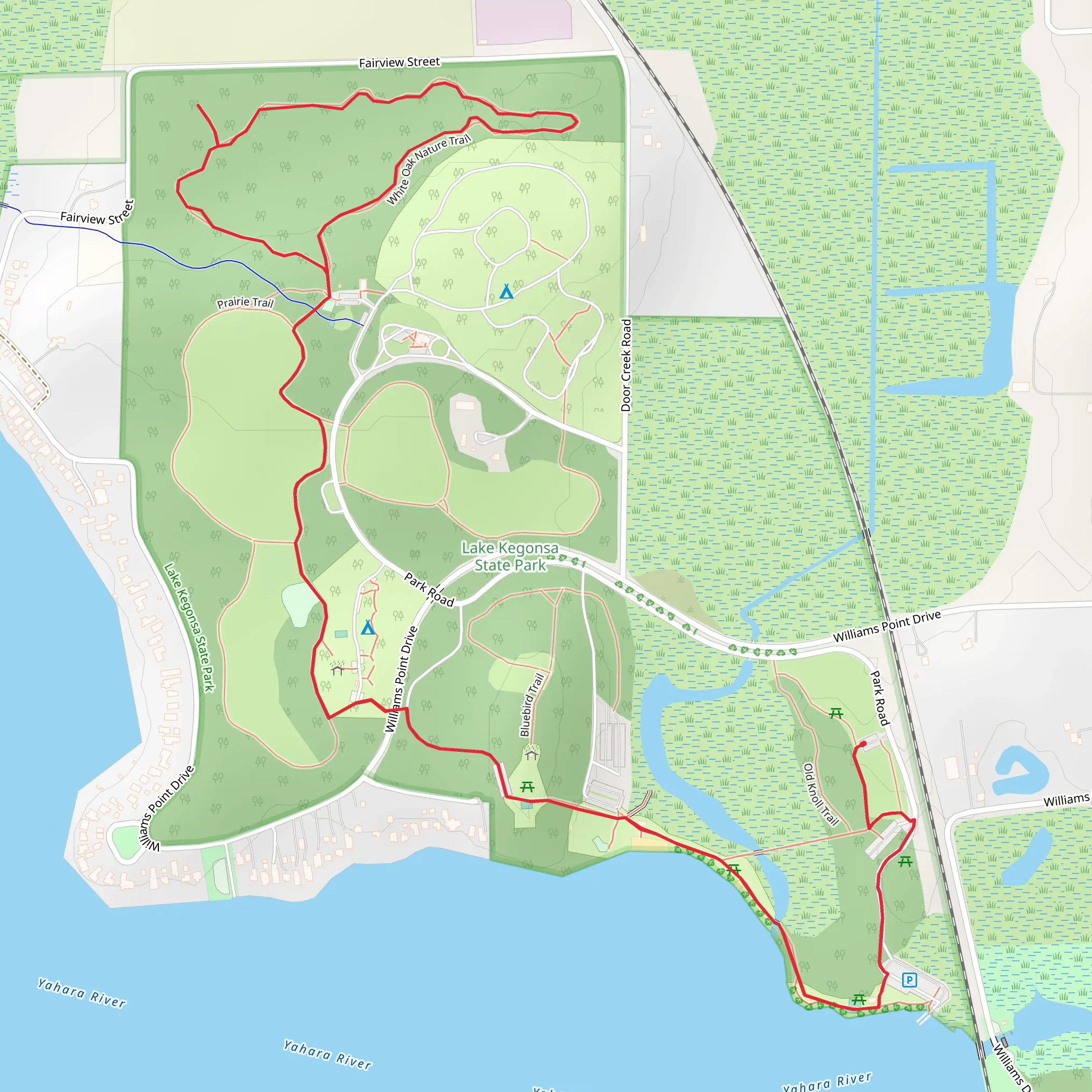 Prairie Loop and White Oak Nature Trail mobile static map