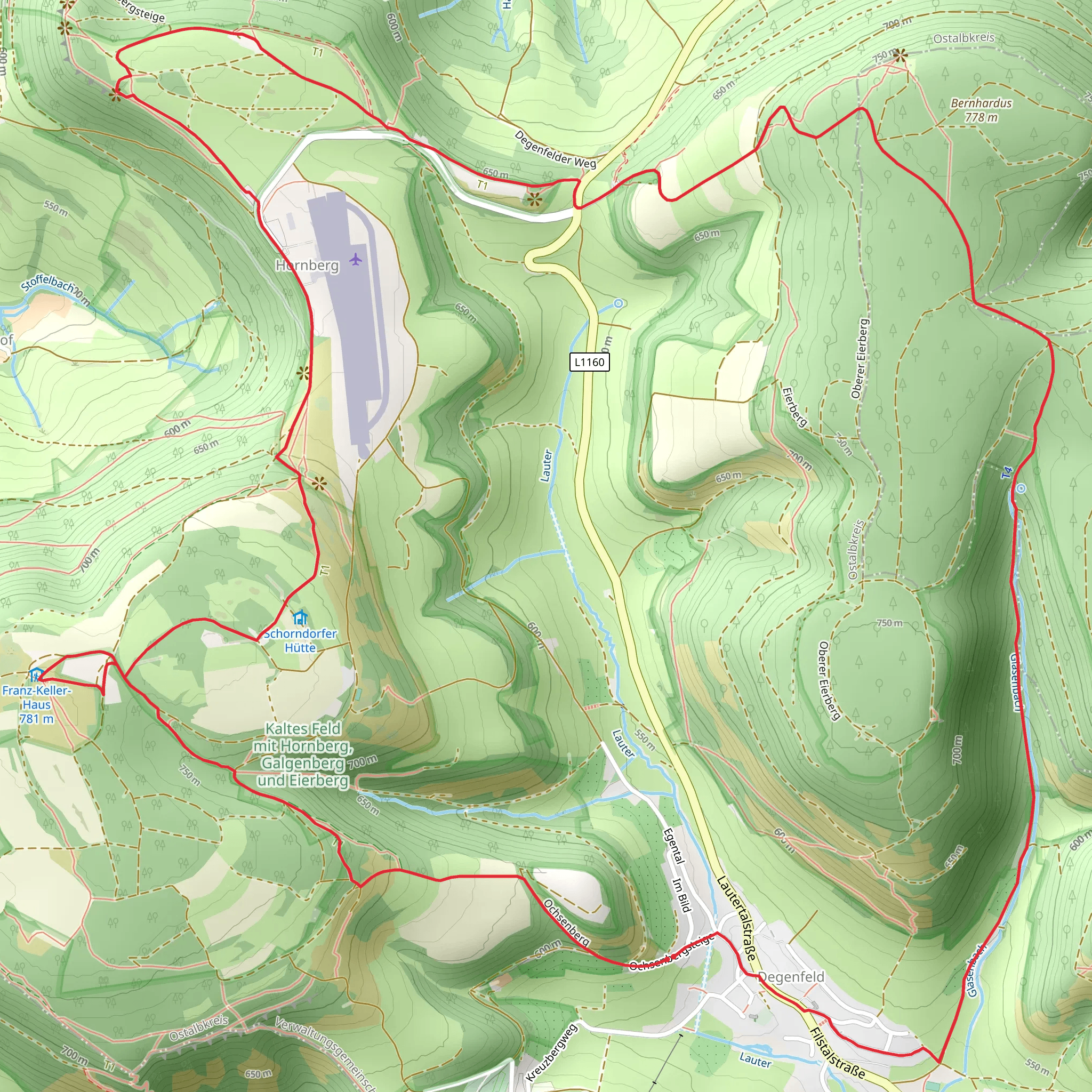 Kaltes Feld - Degenfeld and Glaubensweg C mobile static map