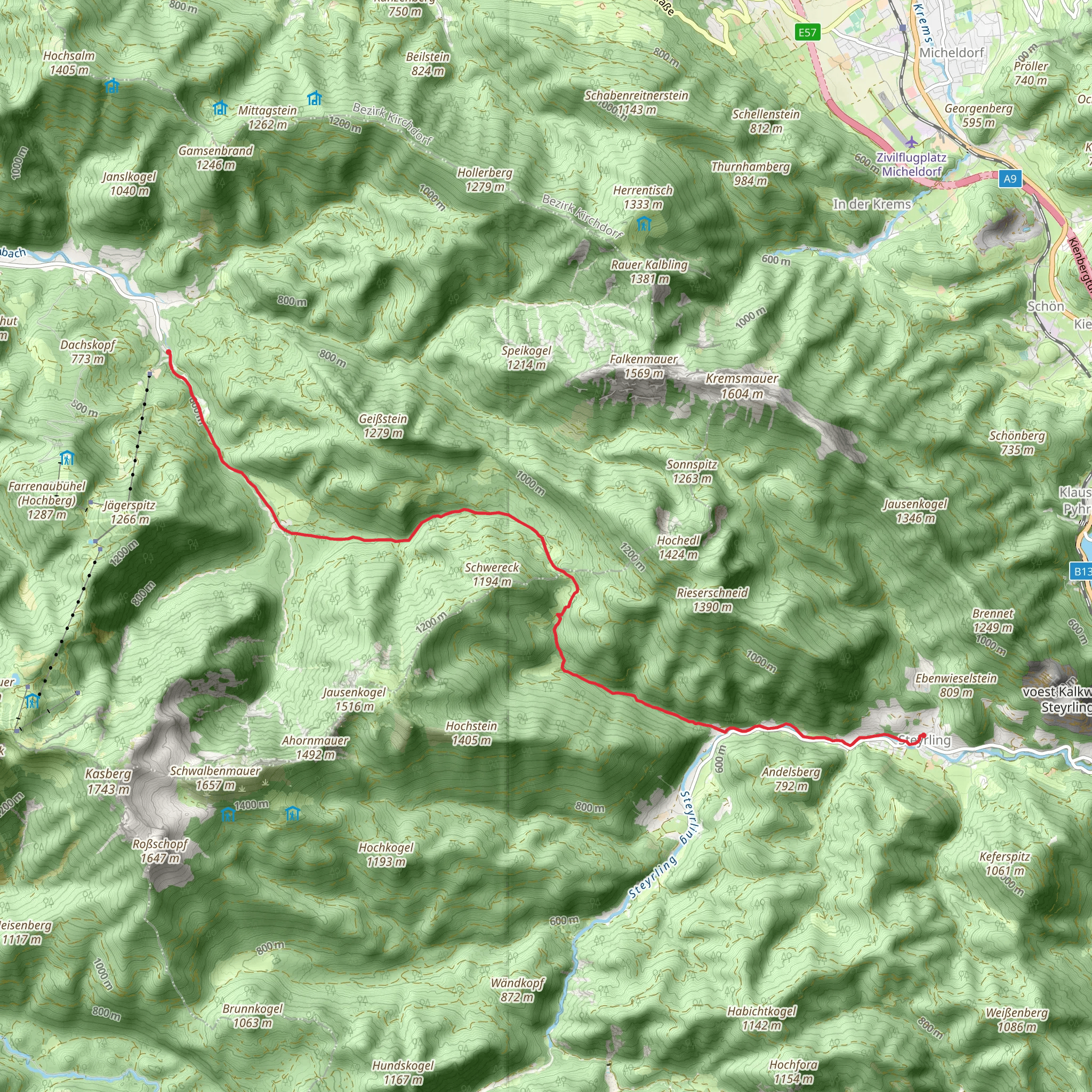 Grünau im Almtal - Schindlbach - Wasserböden - Steyrling mobile static map