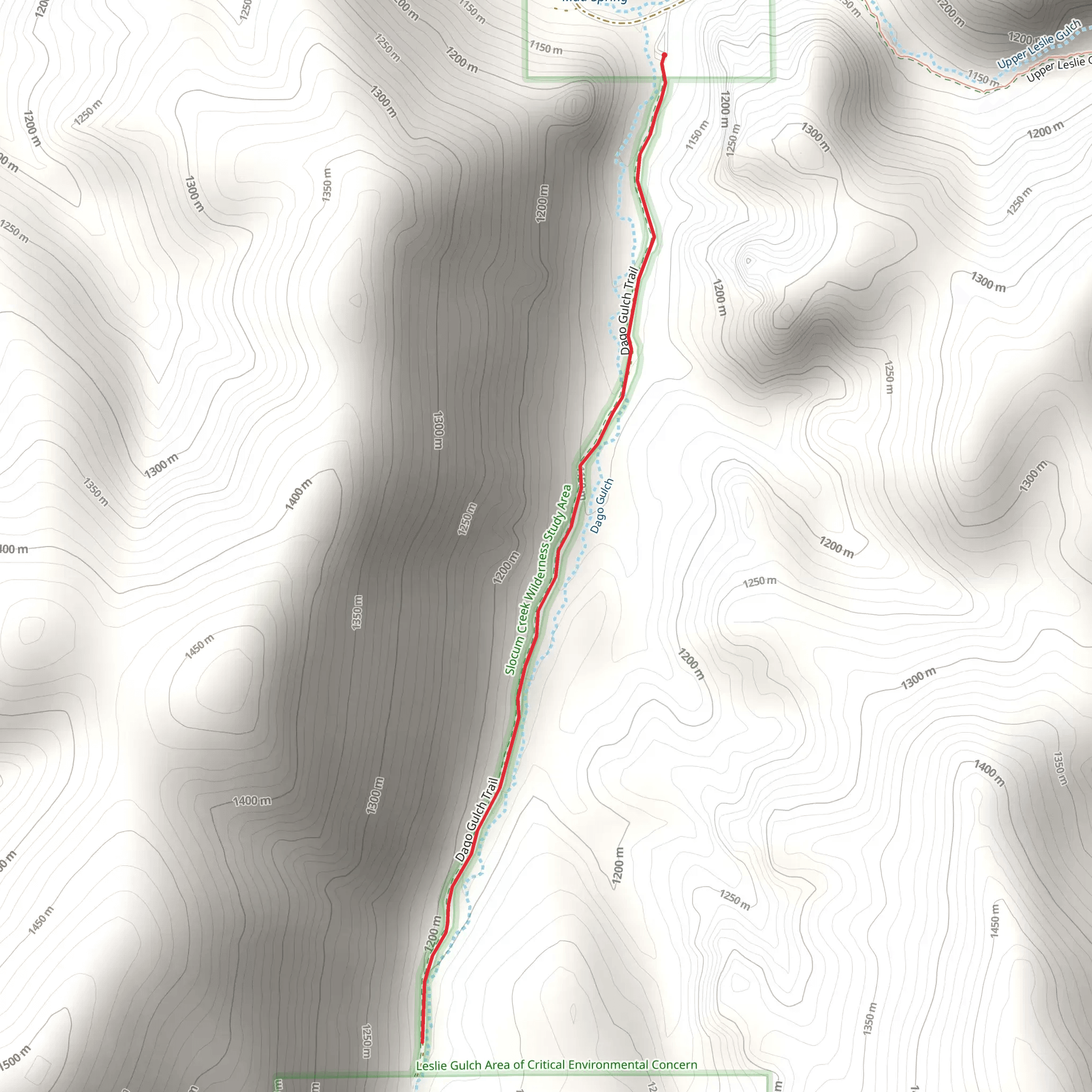 Dago Gulch Trail mobile static map