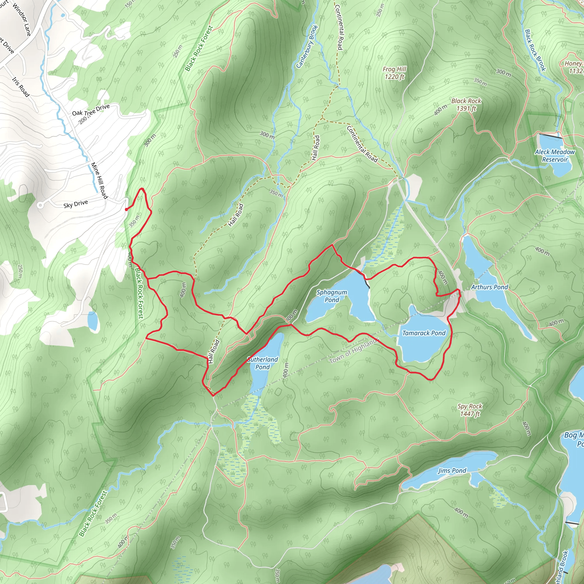 Sutherland, Tamarack and Sphagnum Pond Loop Trail mobile static map