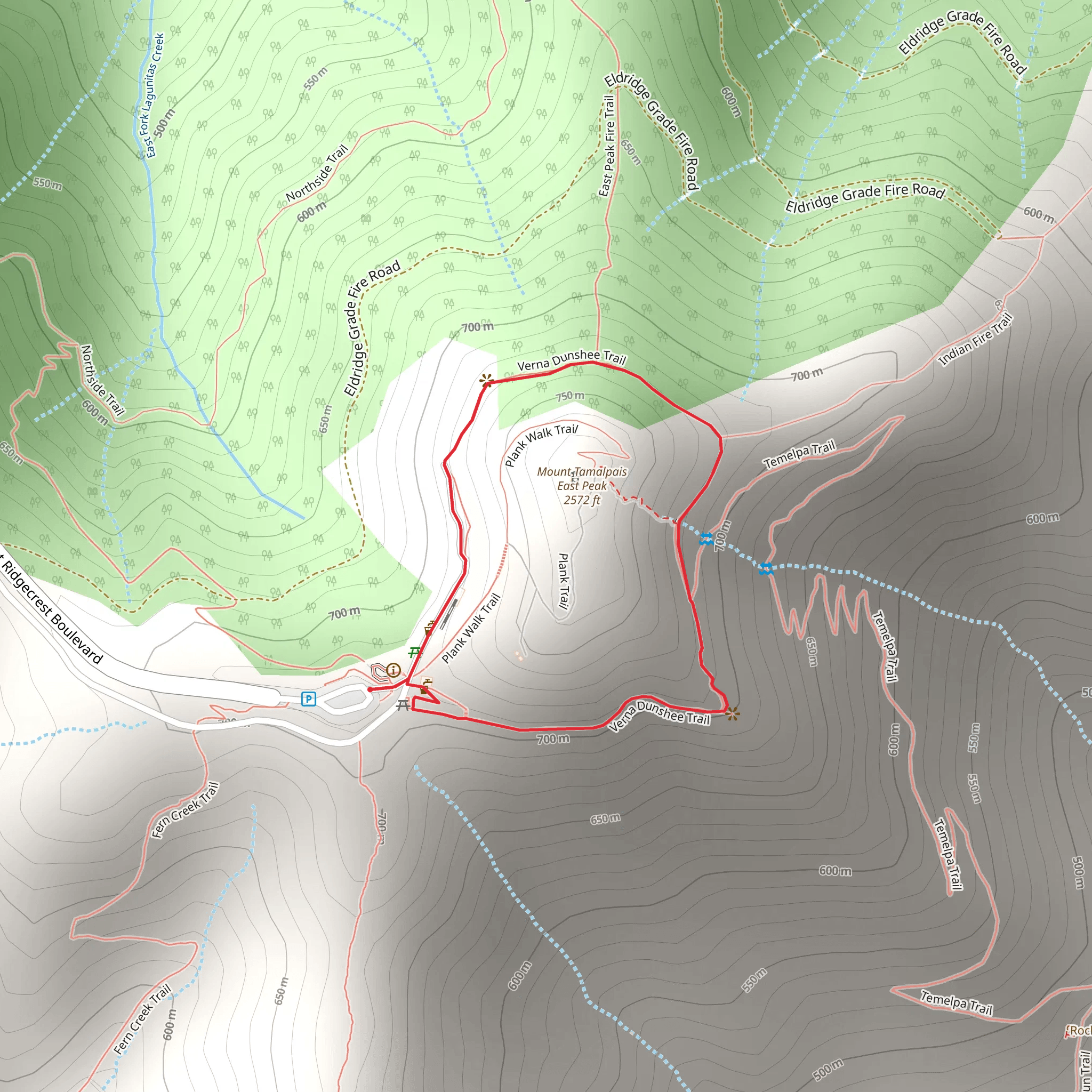 Mount Tamalpais East Peak Loop mobile static map