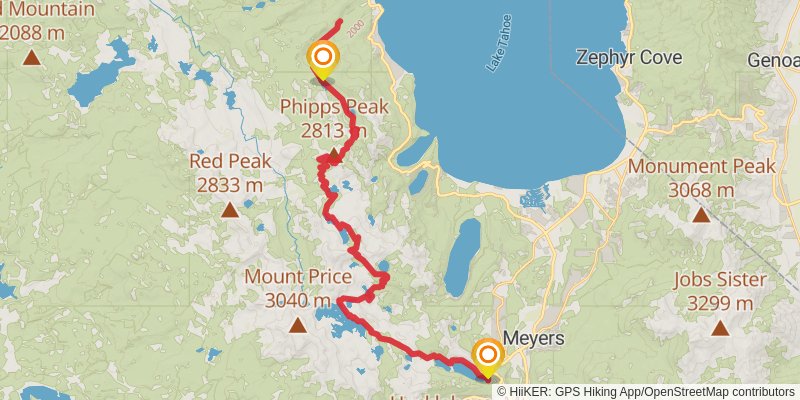 Tahoe Yosemite Trail via Tahoe Rim Trail stage 6 Map