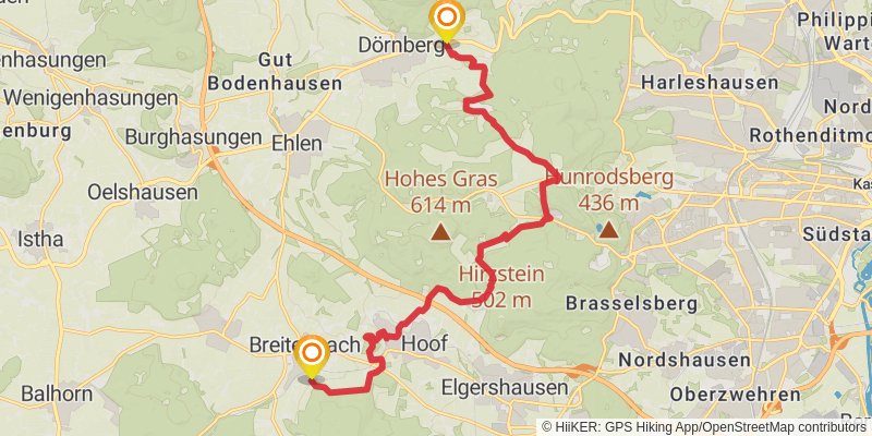 Habichtswaldsteig stage 2 Map
