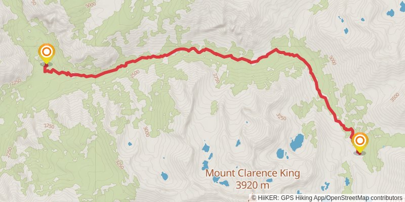 Rae Lakes Loop stage 2 Map