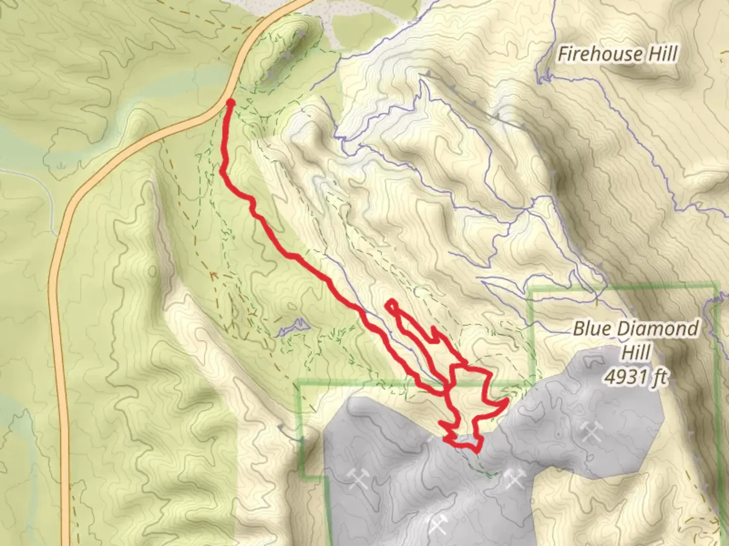 An image depicting the trail Cat N the Hat, 1st Finger and Midas Touch Loop and its surrounding area.