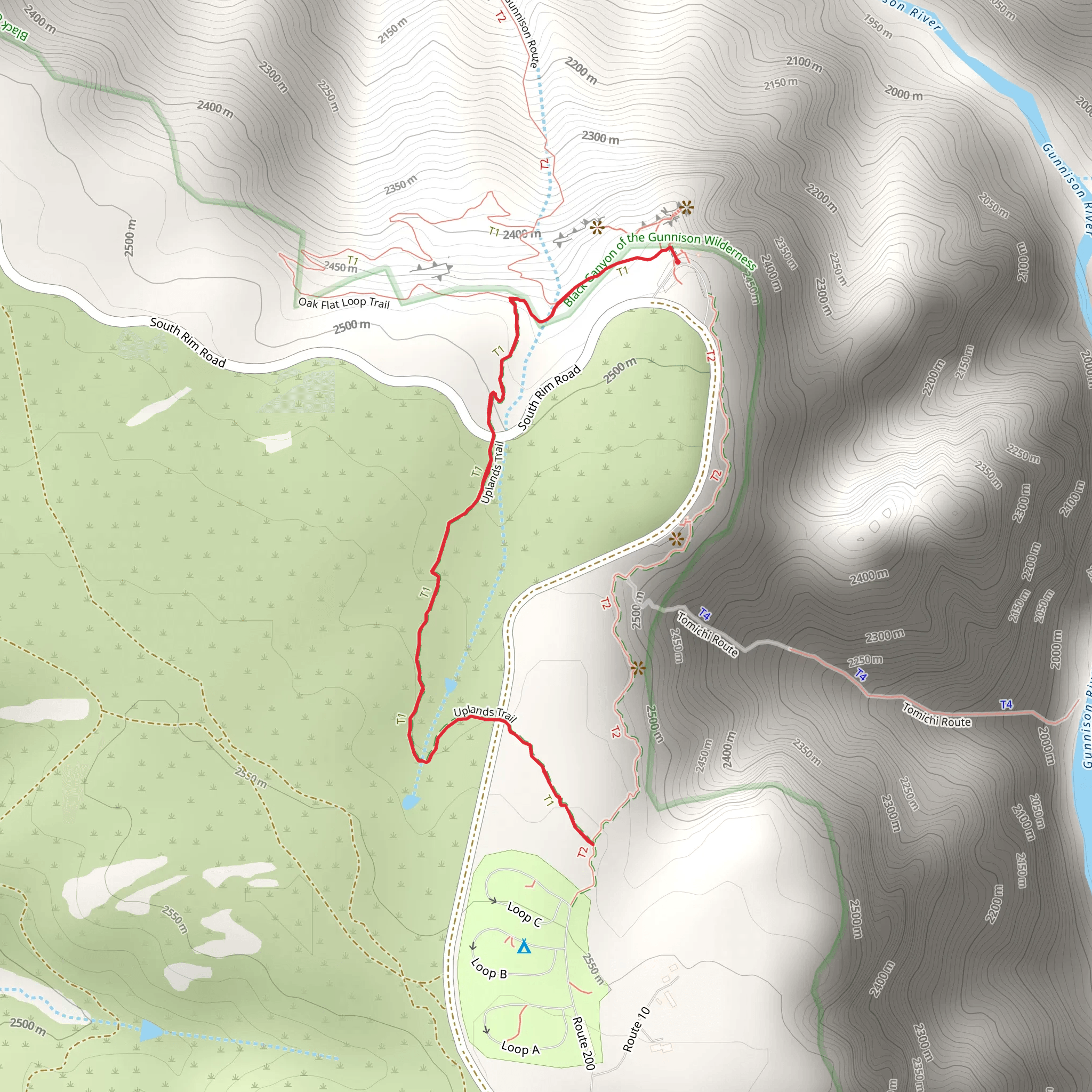 Oak Flat and Uplands Trail mobile static map