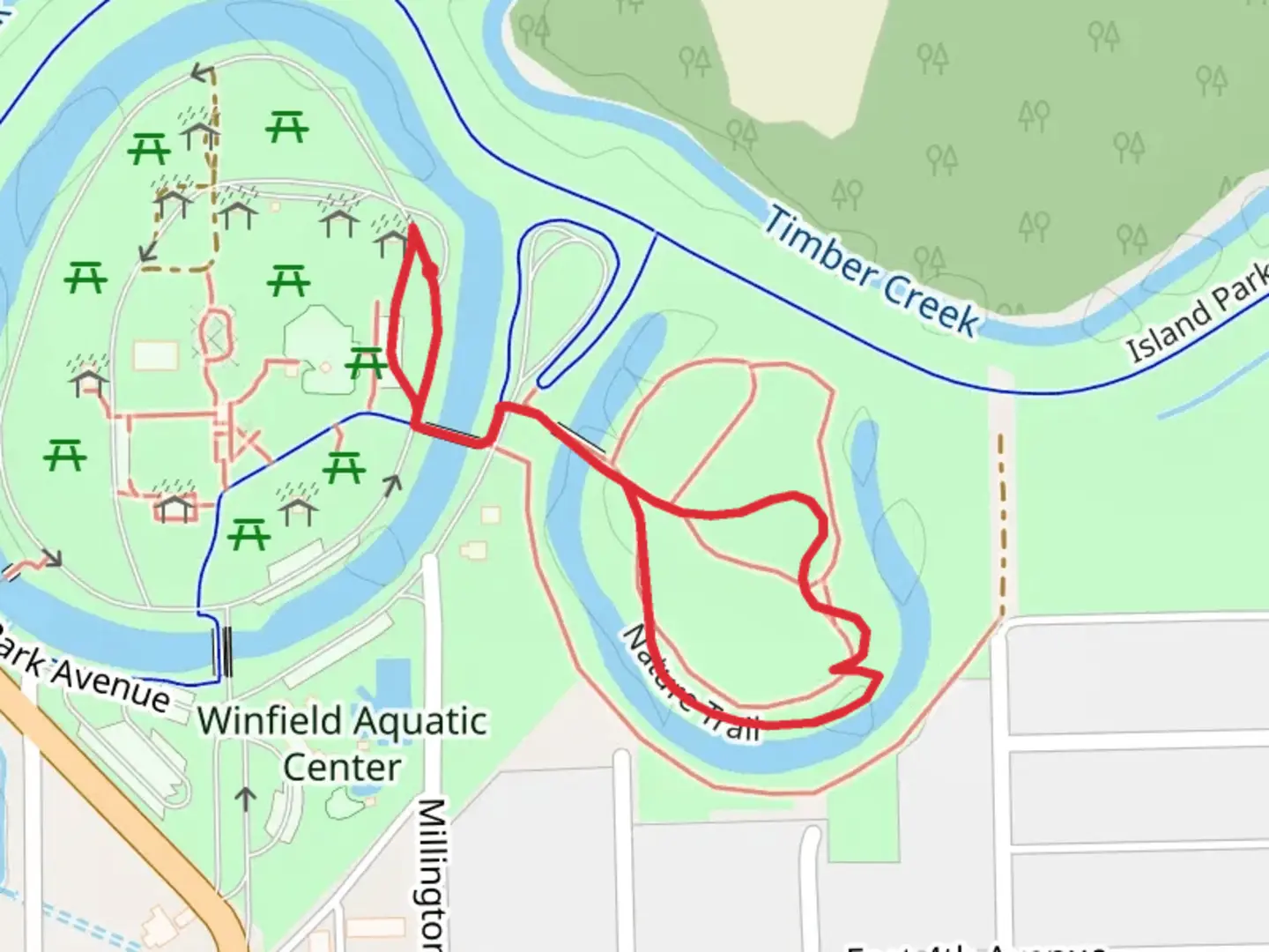 An image depicting the trail Nature Trail Loop and its surrounding area.