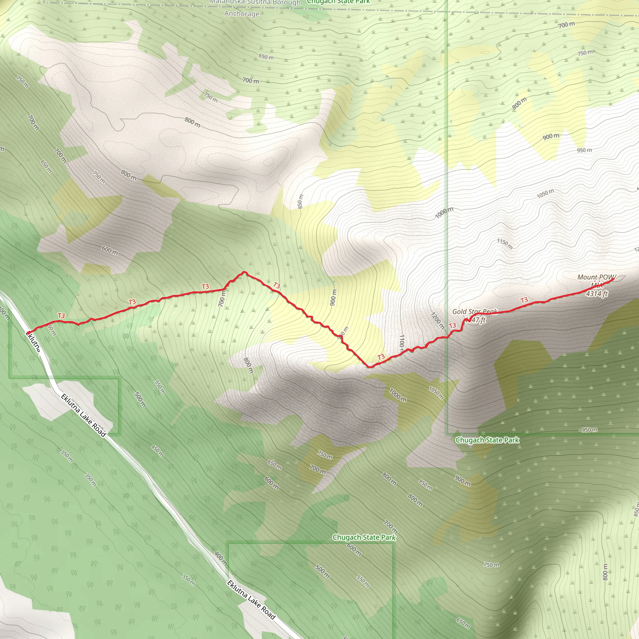Gold Star Peak and Mount POW-MIA Trail mobile static map