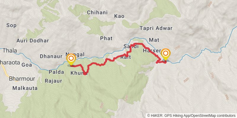 Kugti Pass Trek stage 2 Map