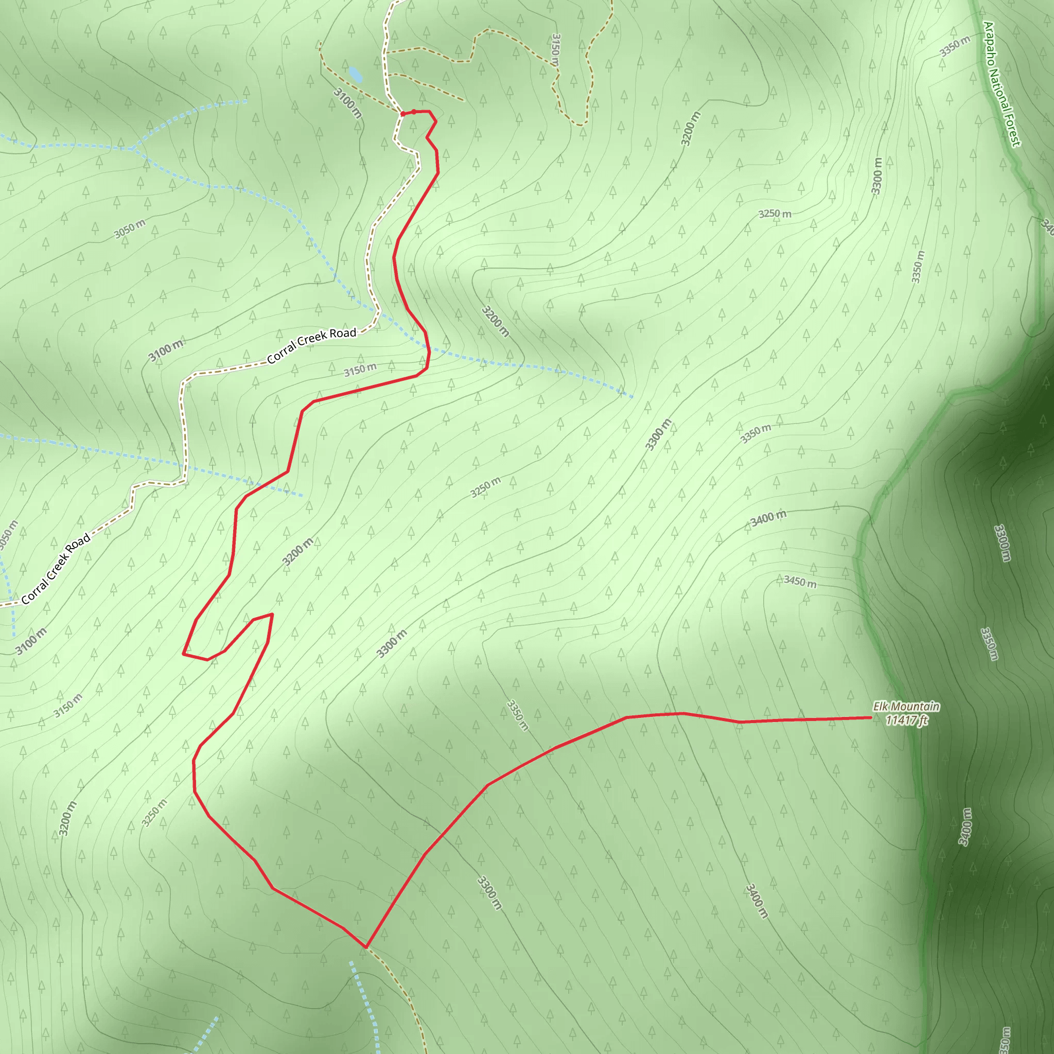 Elk Mountain Trail mobile static map