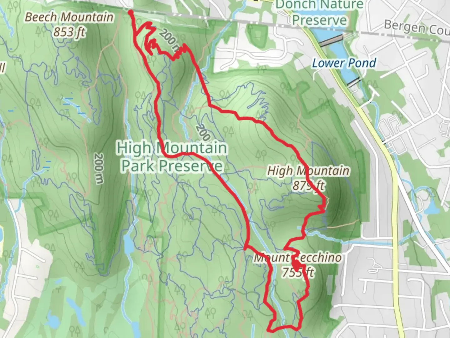 An image depicting the trail Yellow, Secret, Mount Cecchino and High Mountain Loop Trail and its surrounding area.