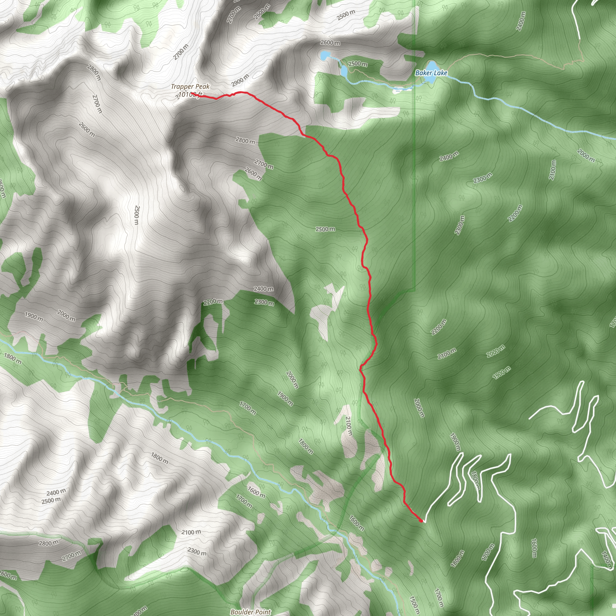 Trapper Peak Trail mobile static map