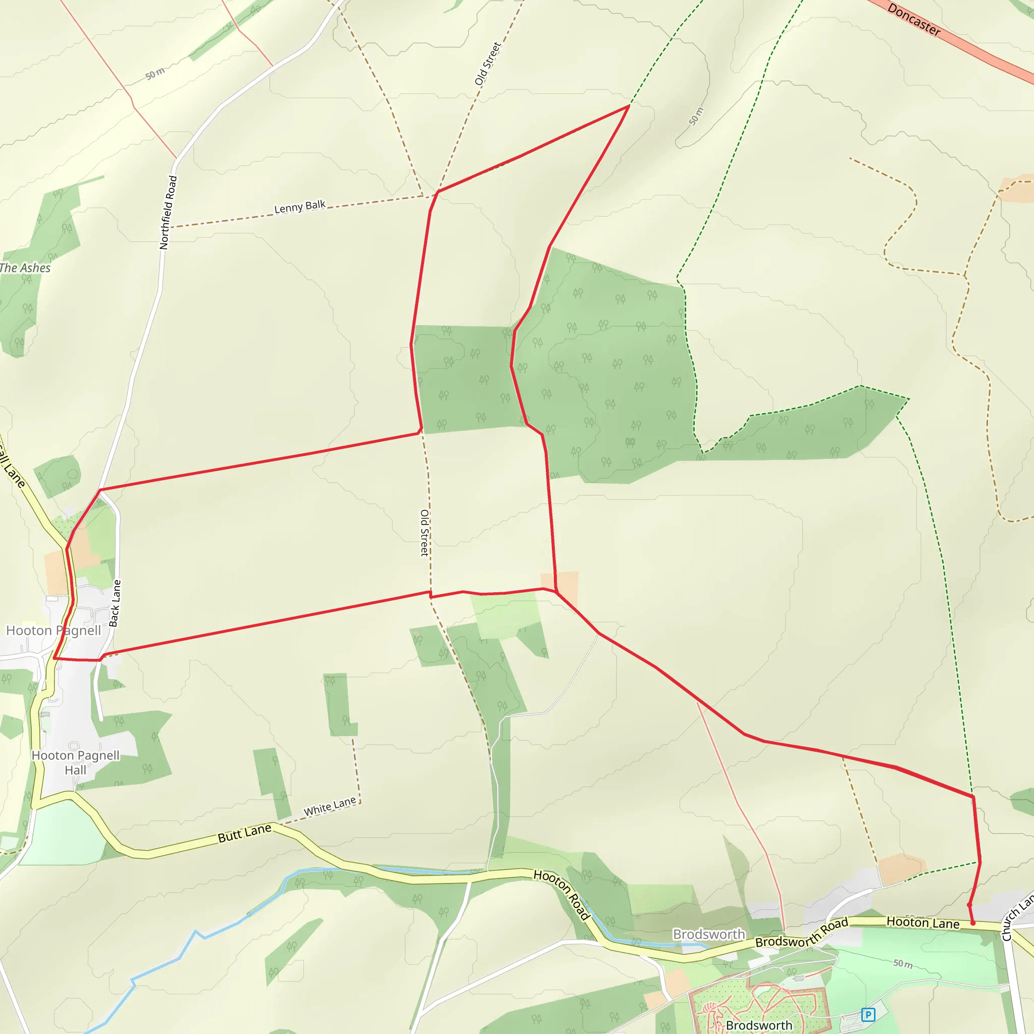Hooton Pagnell Loop mobile static map