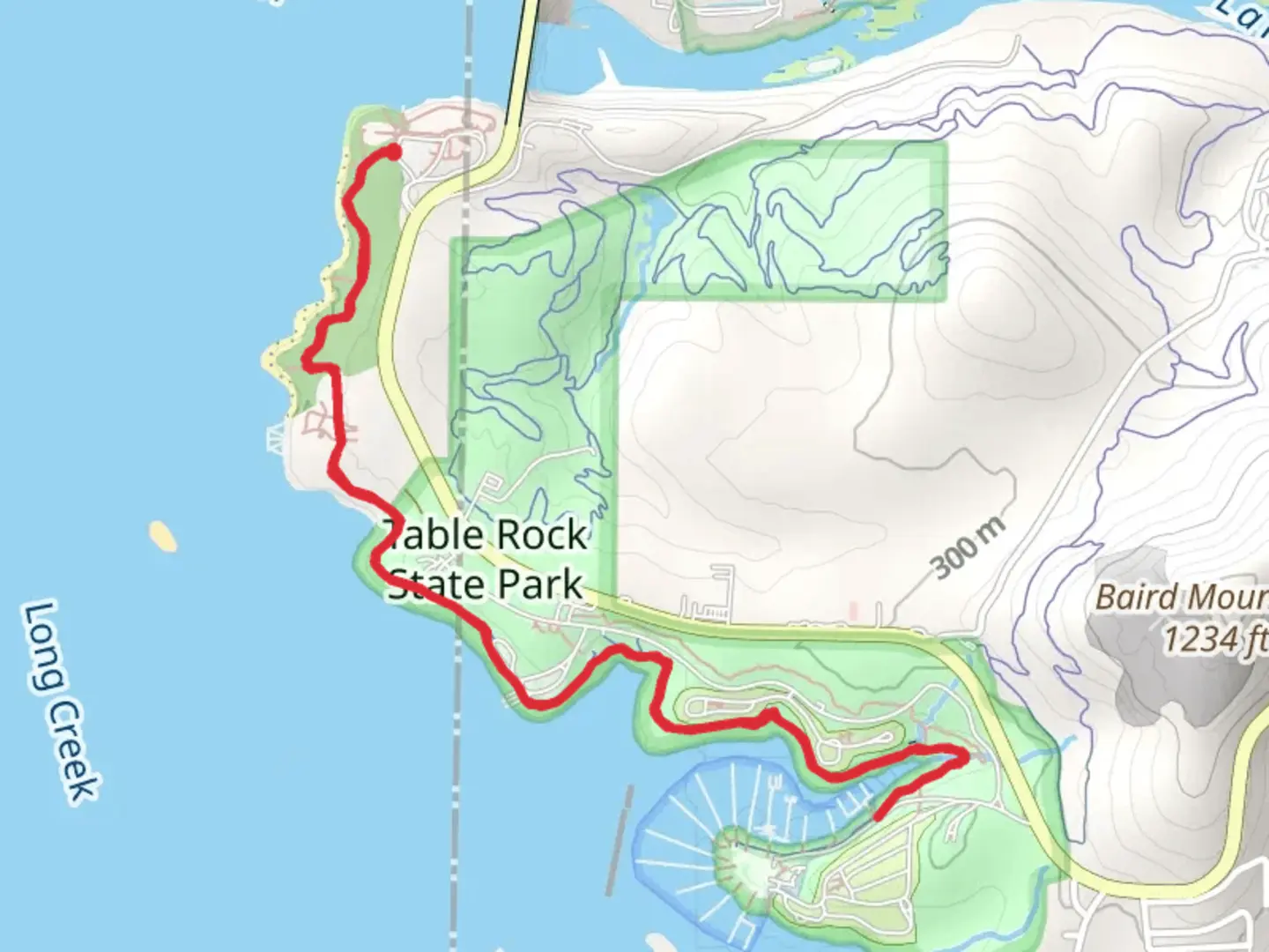 An image depicting the trail Table Rock Lakeshore Trail and its surrounding area.