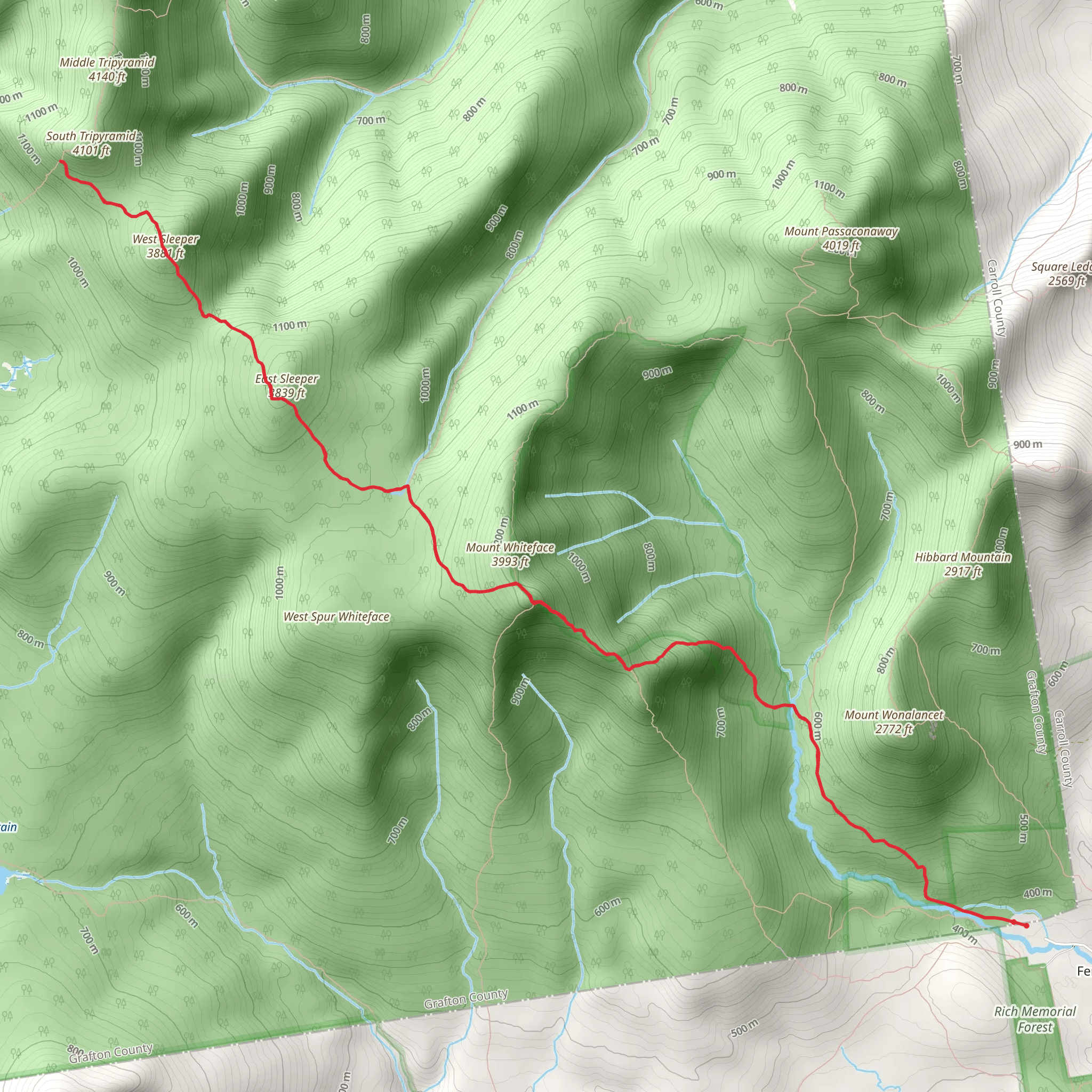 Kate Sleeper Trail via Dicey's Mill Trail mobile static map
