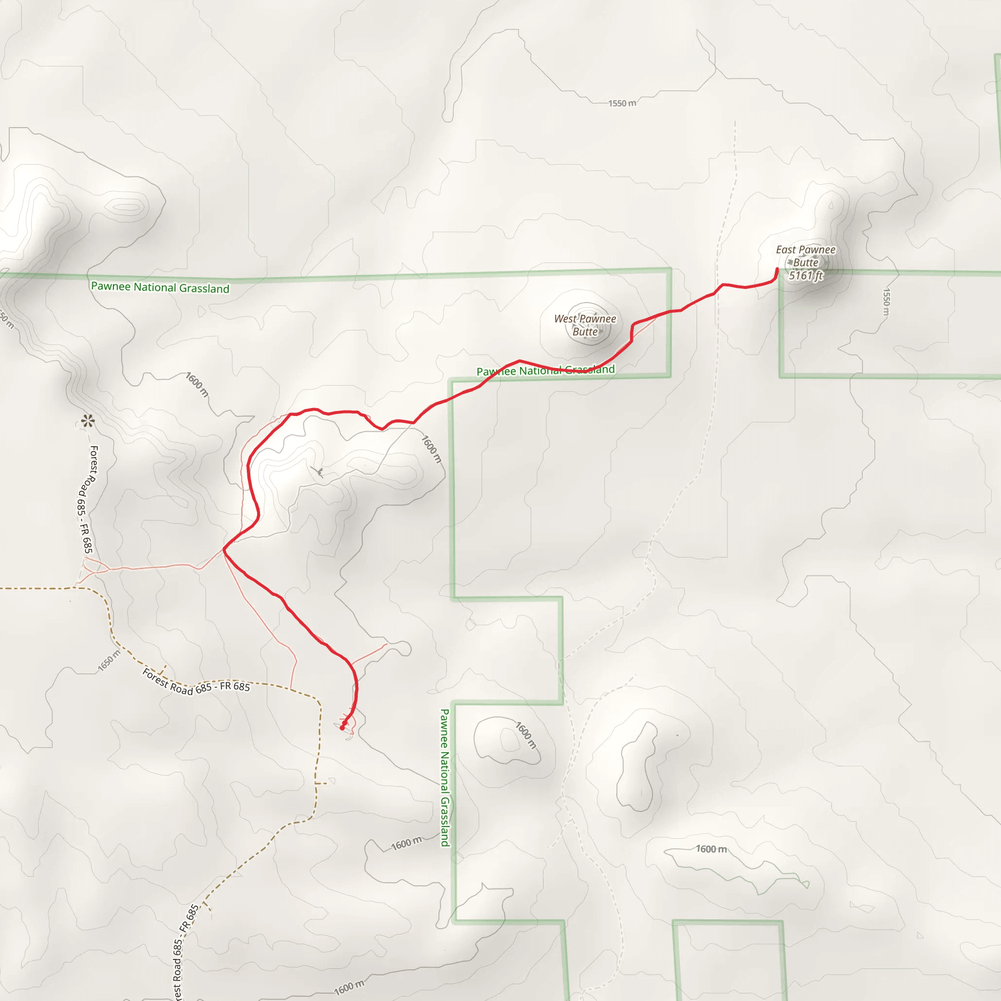 Pawnee Buttes Trail mobile static map