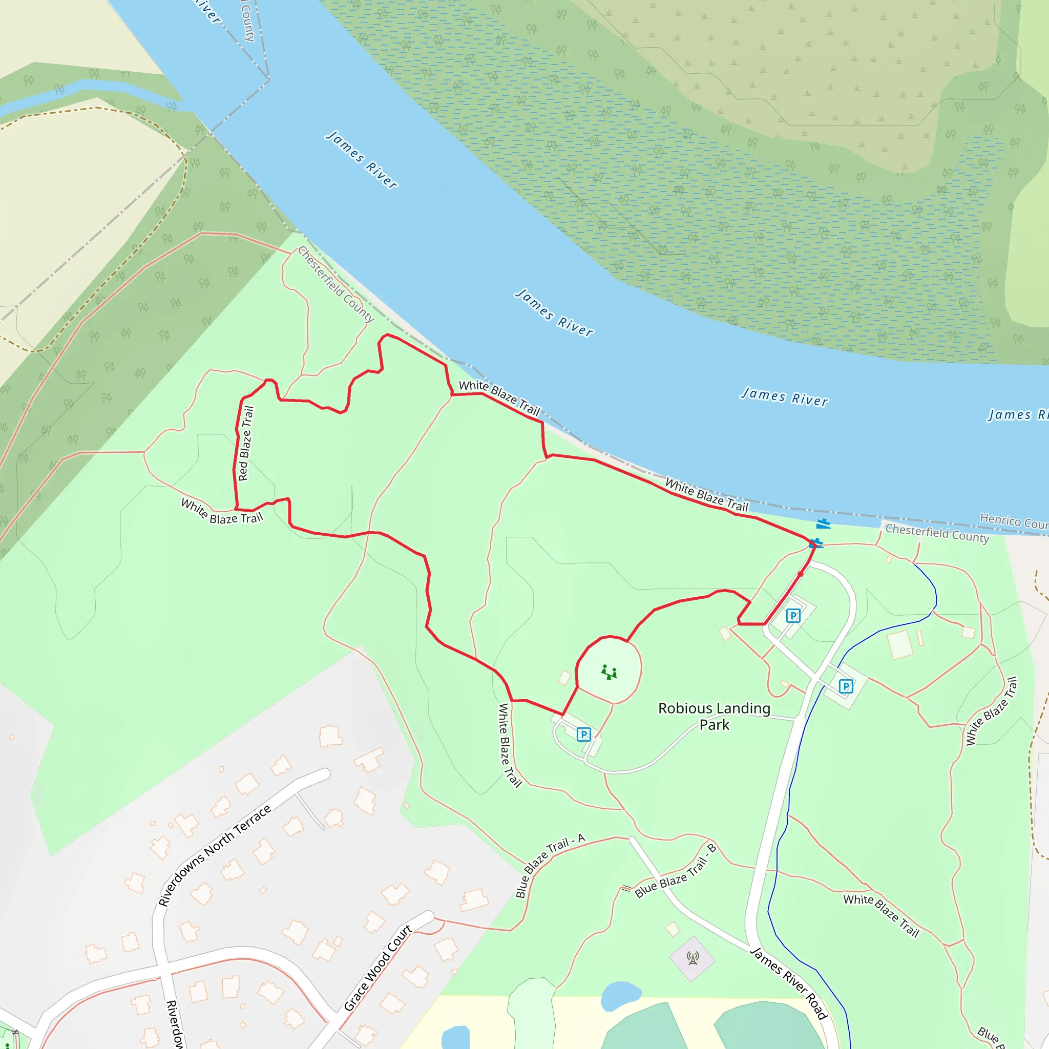 Robious Landing Park Loop mobile static map