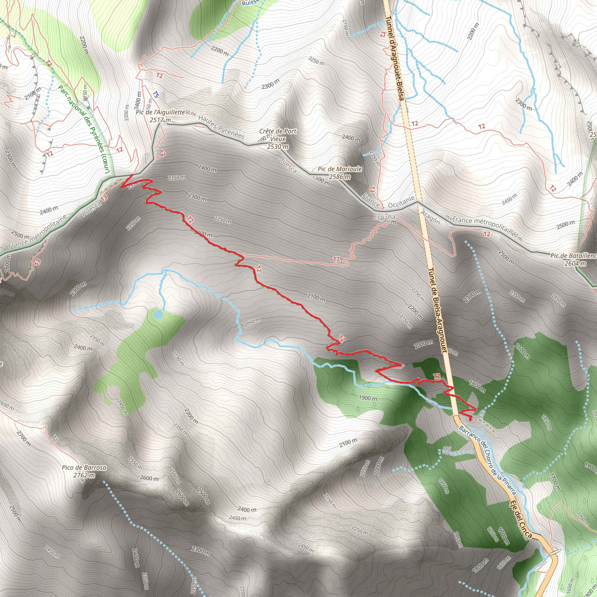 Road to the Old Port of Bielsa PR HU 182a mobile static map